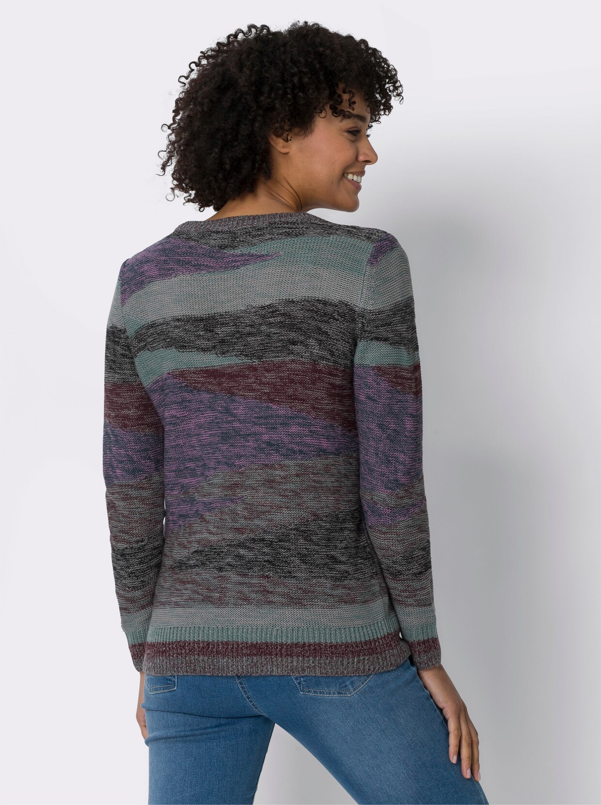 Pullover met lange mouwen - jade/steengrijs gedessineerd