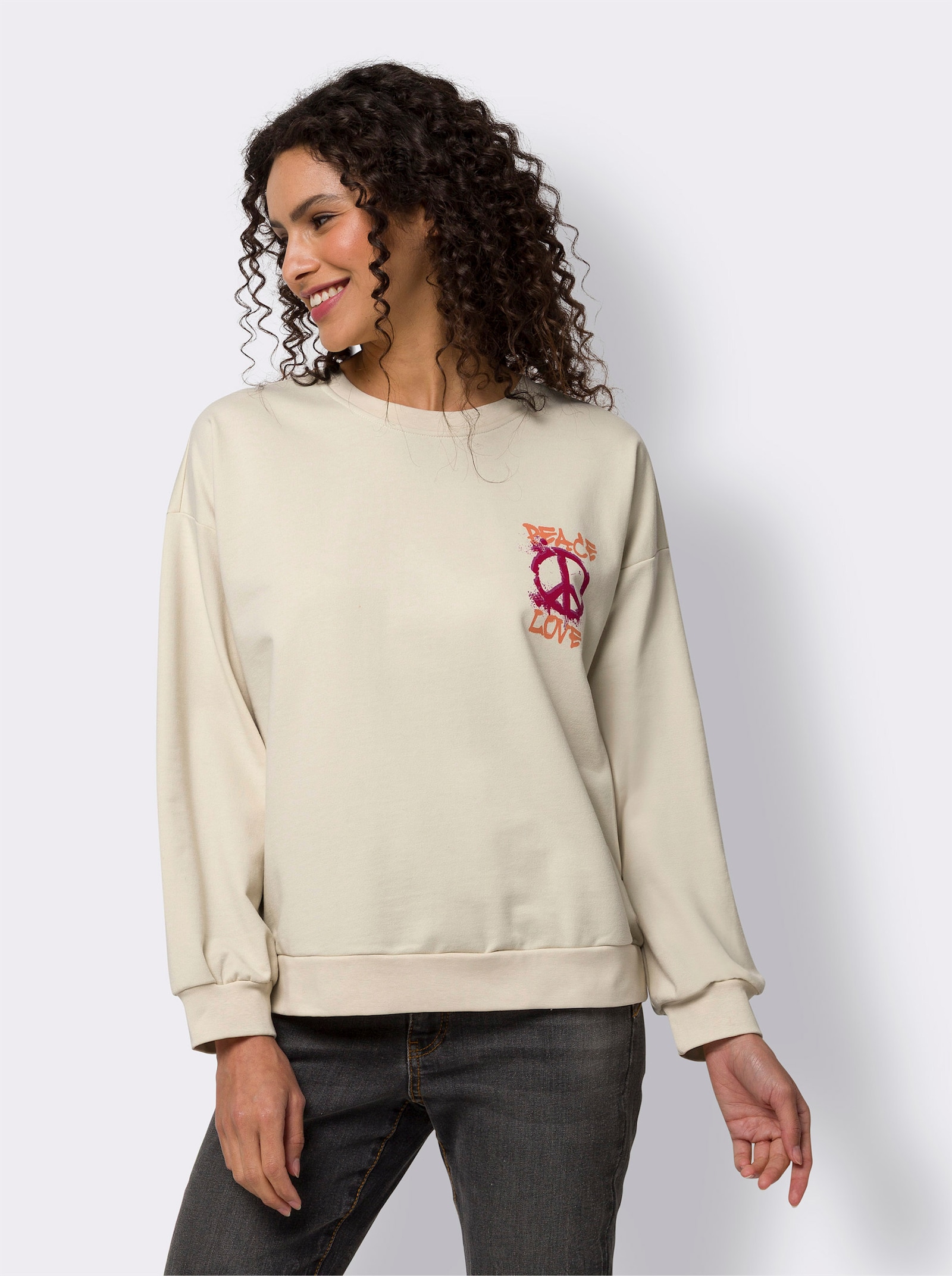 heine Sweatshirt met op dessin geplaatste print - zand