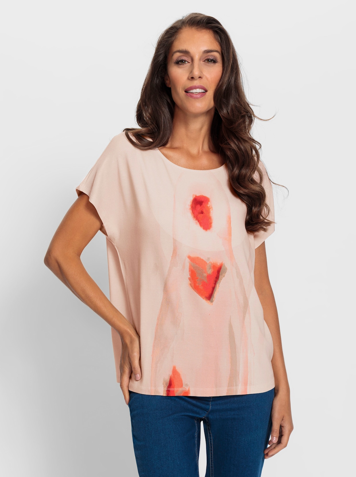 heine T-shirt - couleur ivoire-corail imprimé