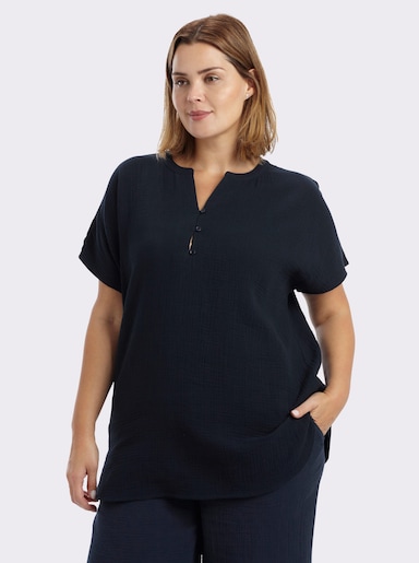 sheego Tunika mit überschnittenen Ärmeln - tiefblau