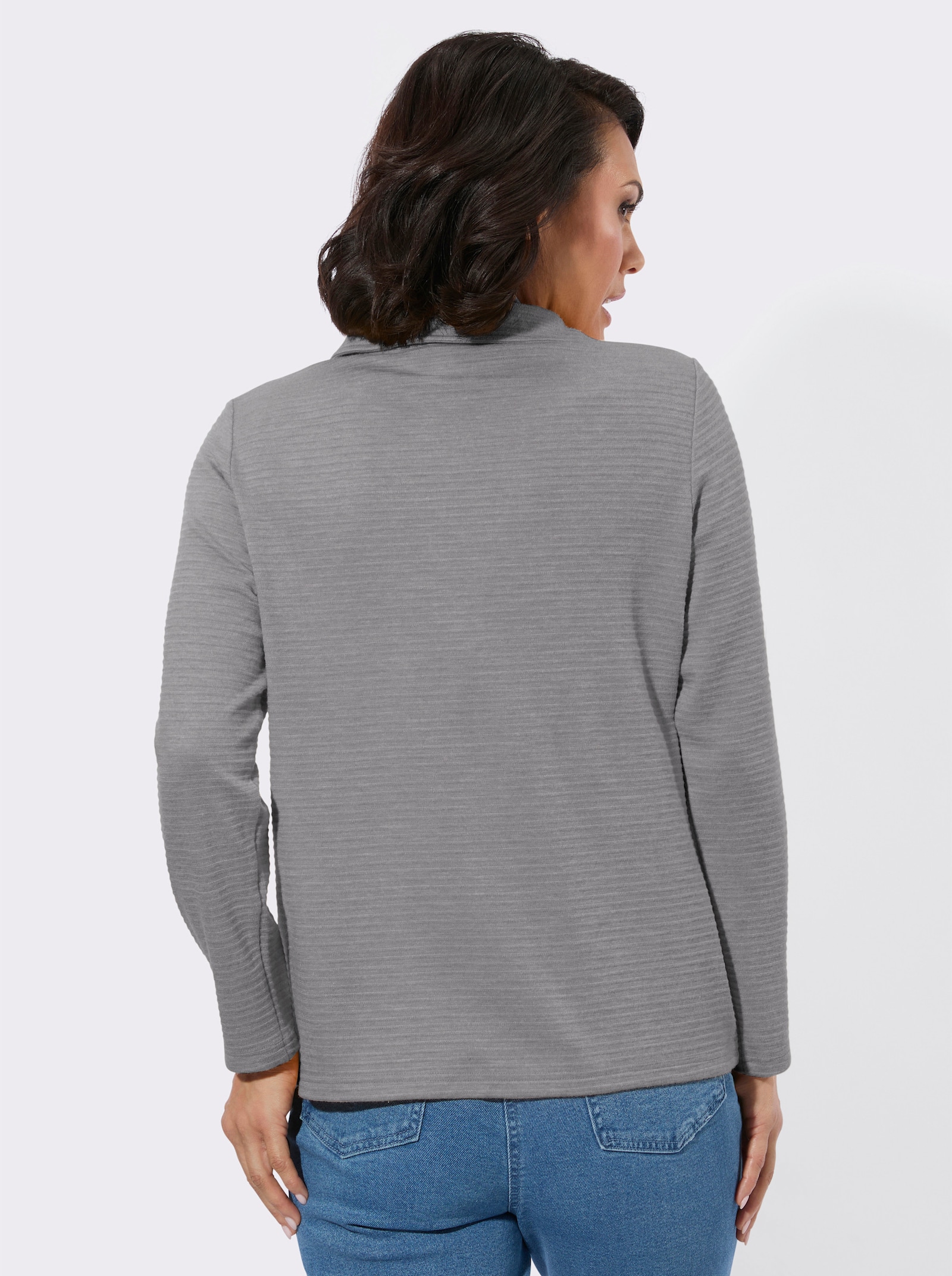 Poloshirt mit seitlicher Knopfleiste - anthrazit-meliert