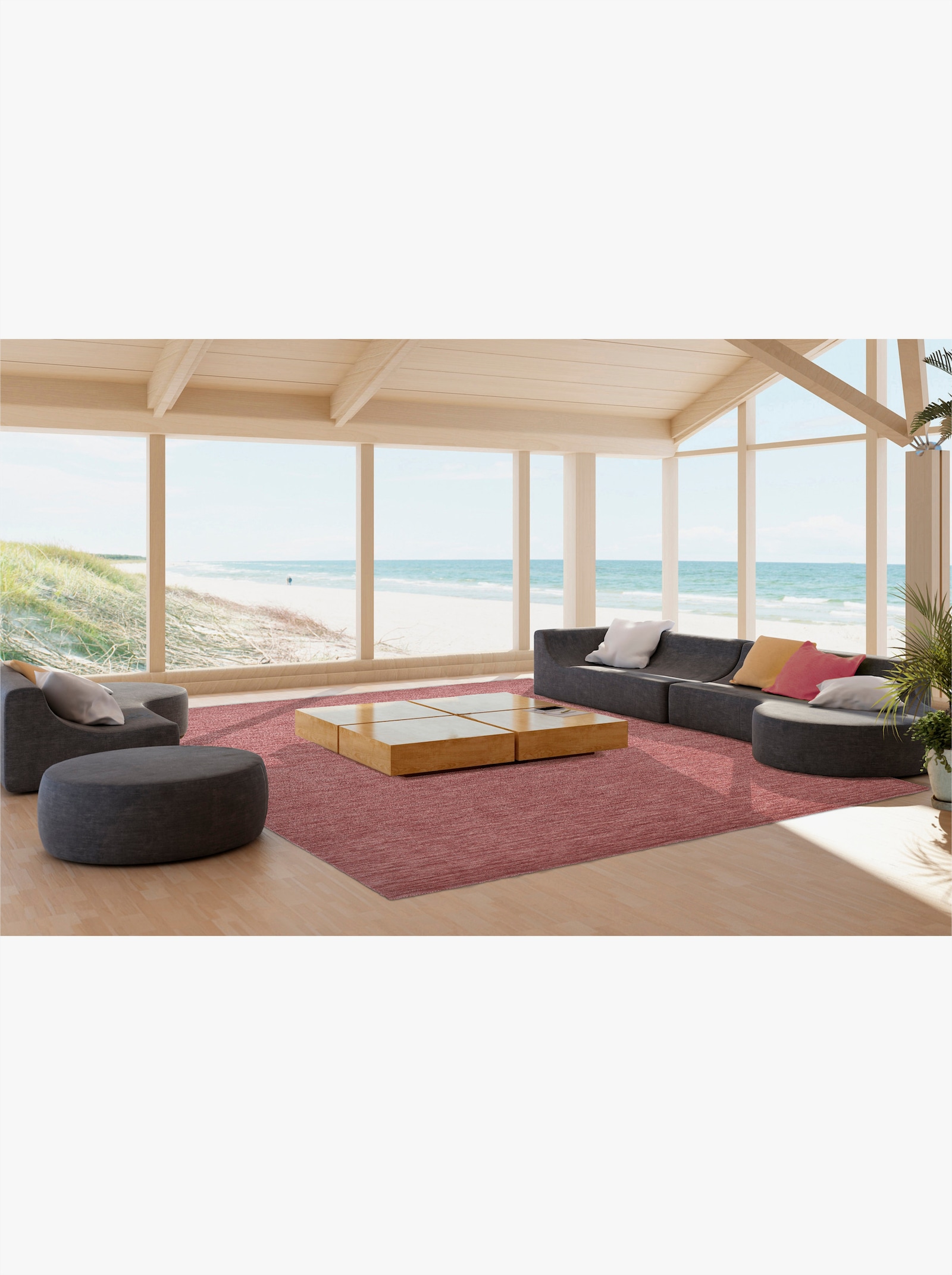 Theko Handwebteppich - rosa