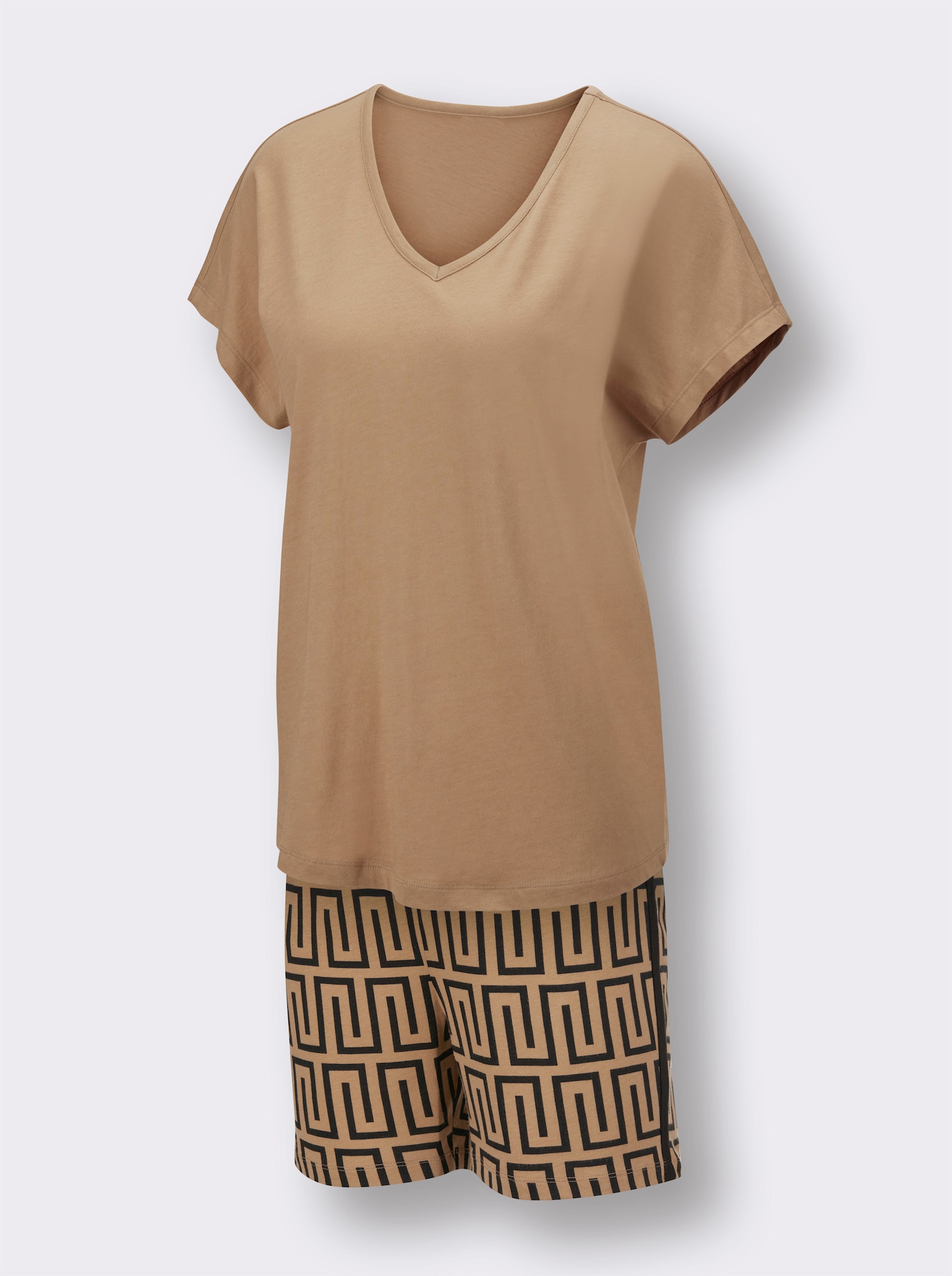 wäschepur Shorty mit Grafik-Dessin - camel-schwarz-bedruckt