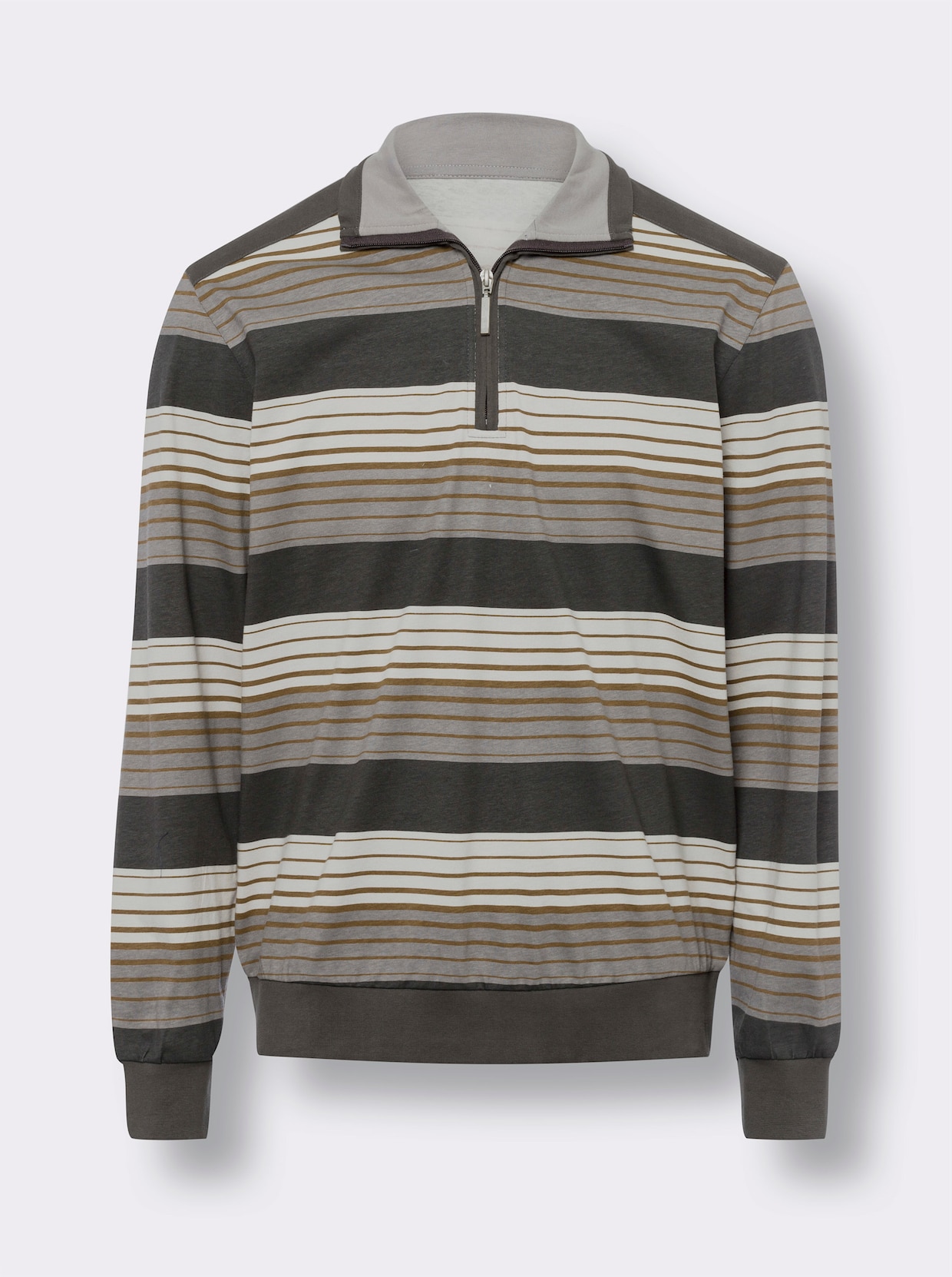 Sweatshirt - graphit-braun-geringelt