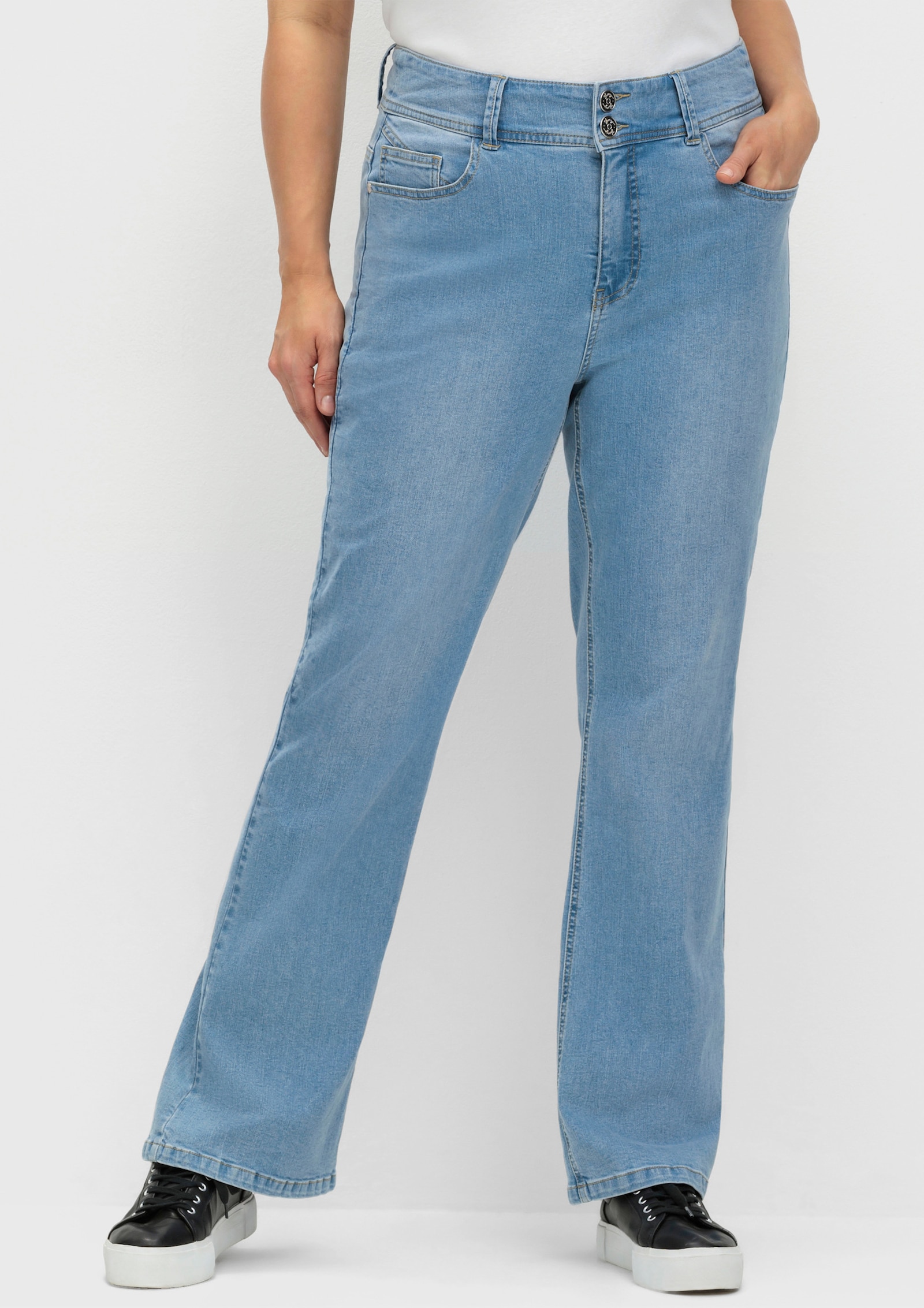 sheego Bootcut-jeans met high-waist-band - light blue-denim