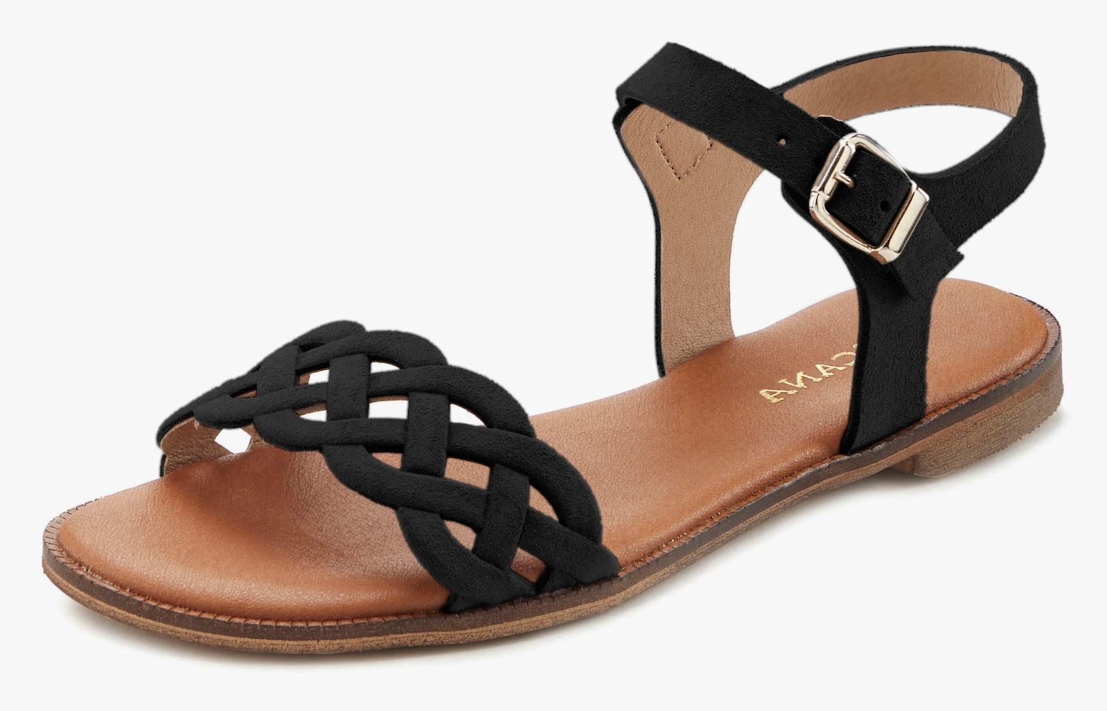 LASCANA Sandaal met gevlochten riempjes - zwart