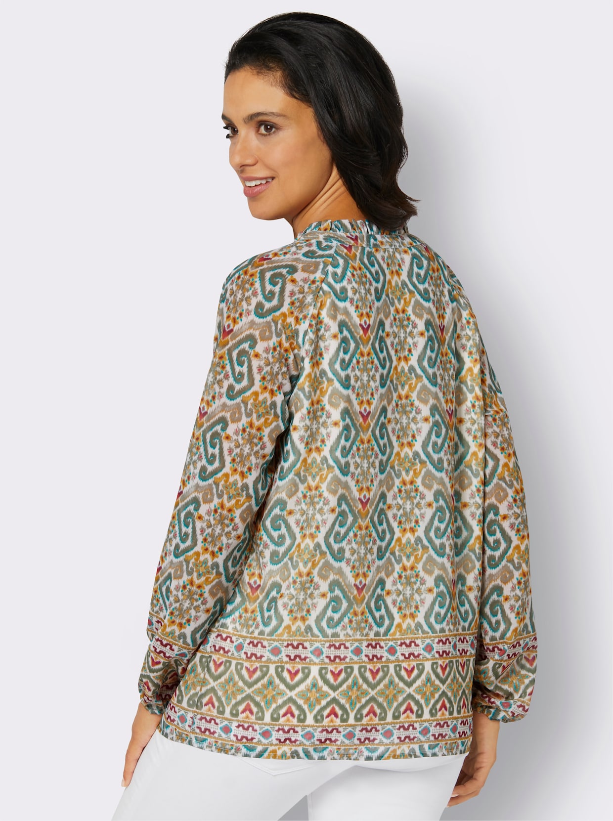 Tunika - khaki-ocker-bedruckt