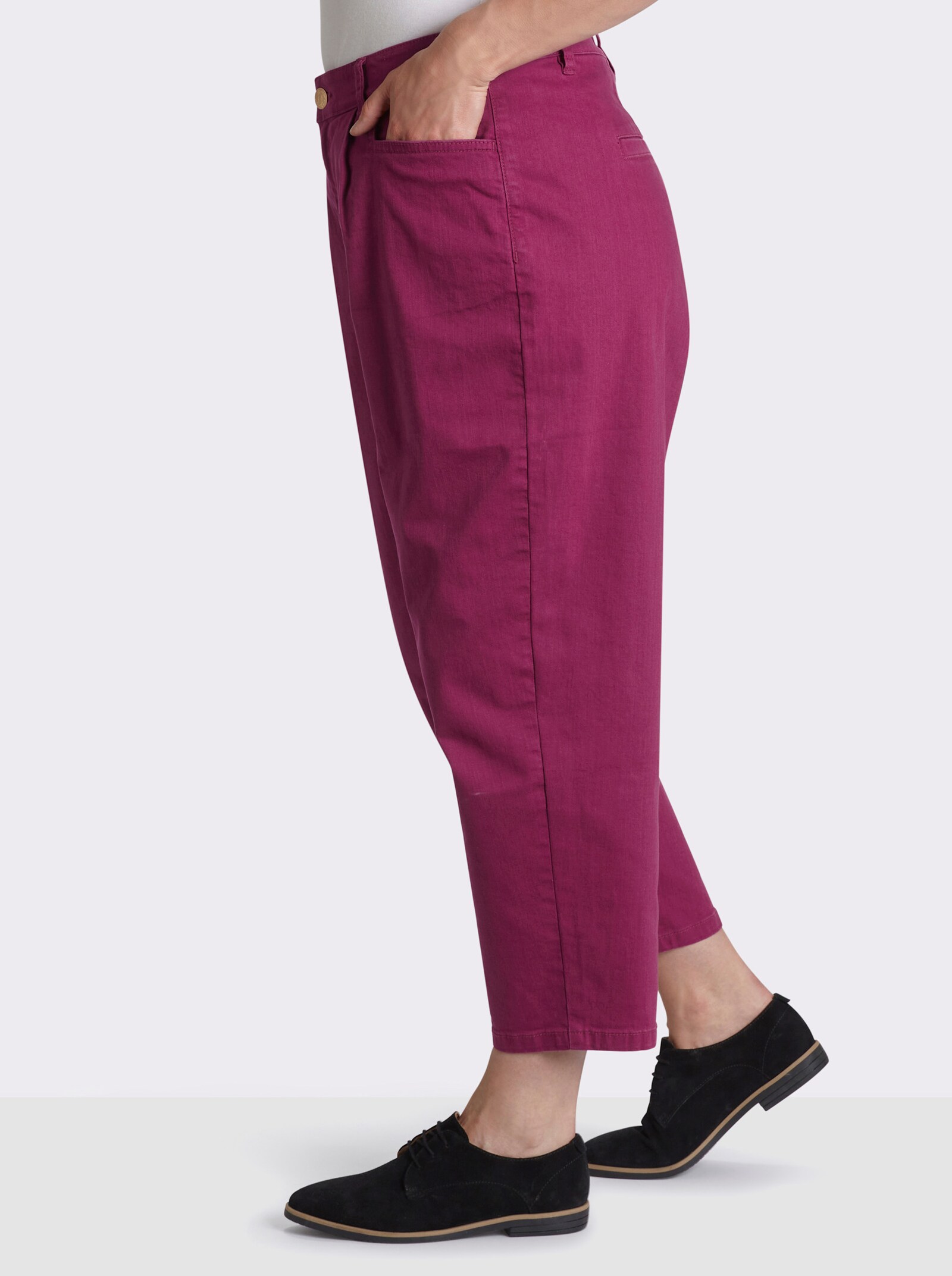 sheego Bundfaltenhose aus Twill, mit Barrel-Leg - malve