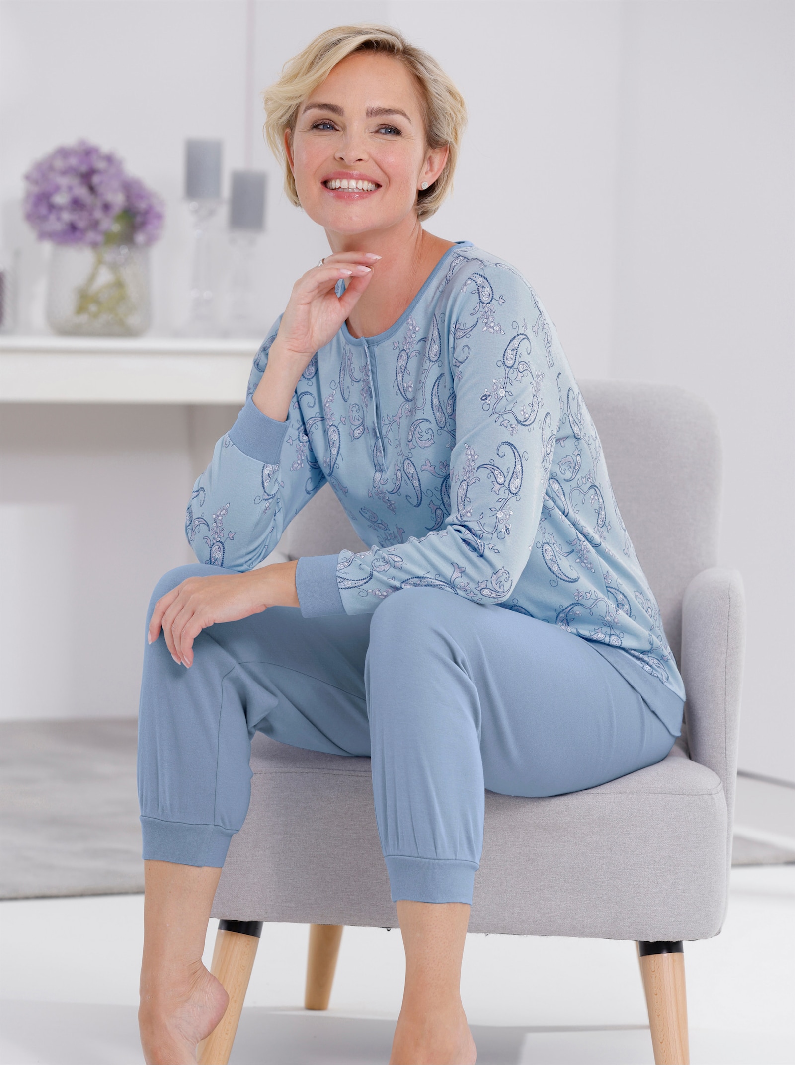 wäschepur Schlafanzug in formstabiler Interlock-Qualität - bleu