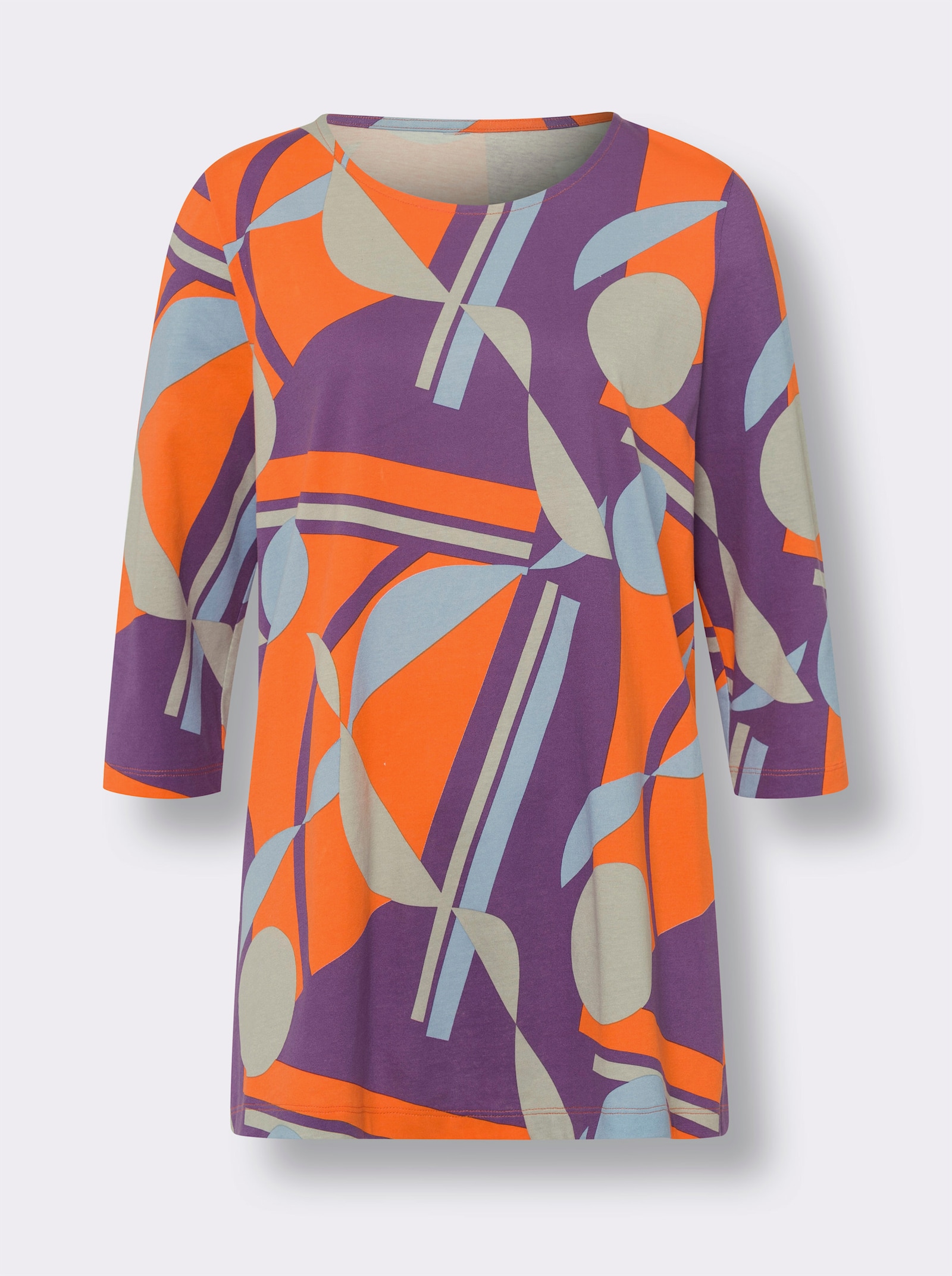 Longshirt mit Grafik-Druck - lila-steingrau-bedruckt