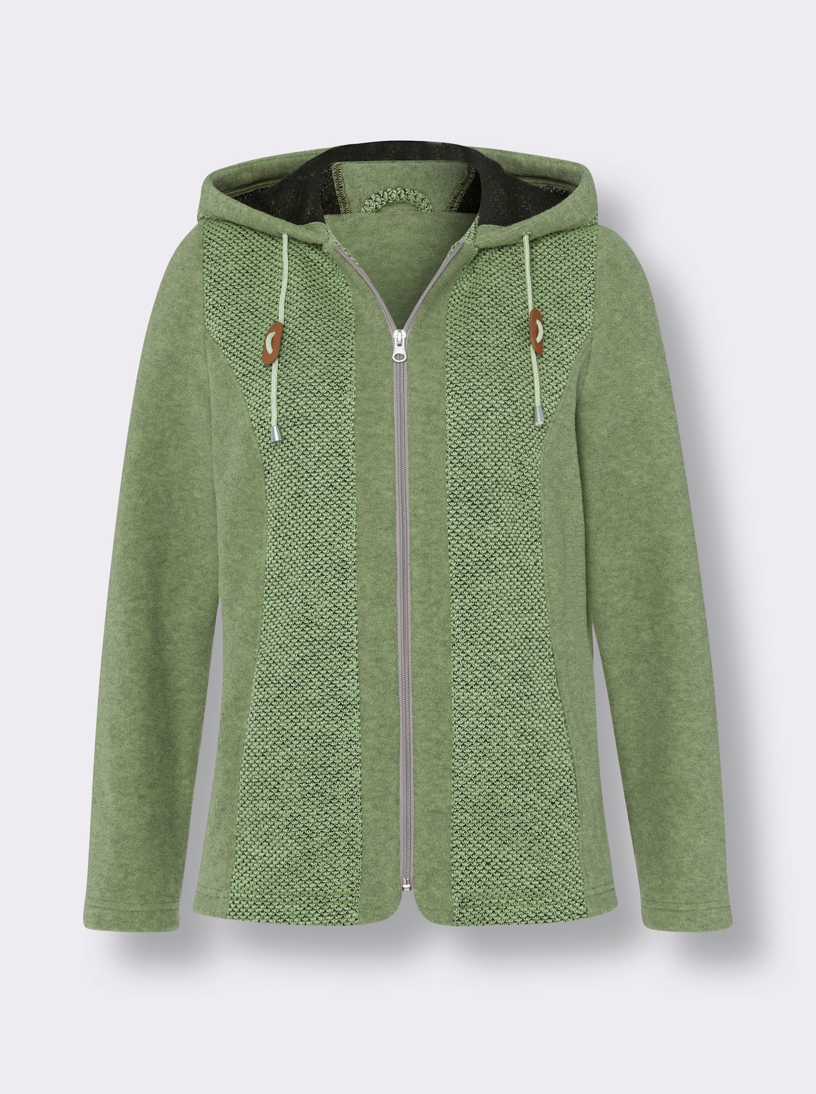 Jacke mit Strickfleece-Einsätzen - reseda
