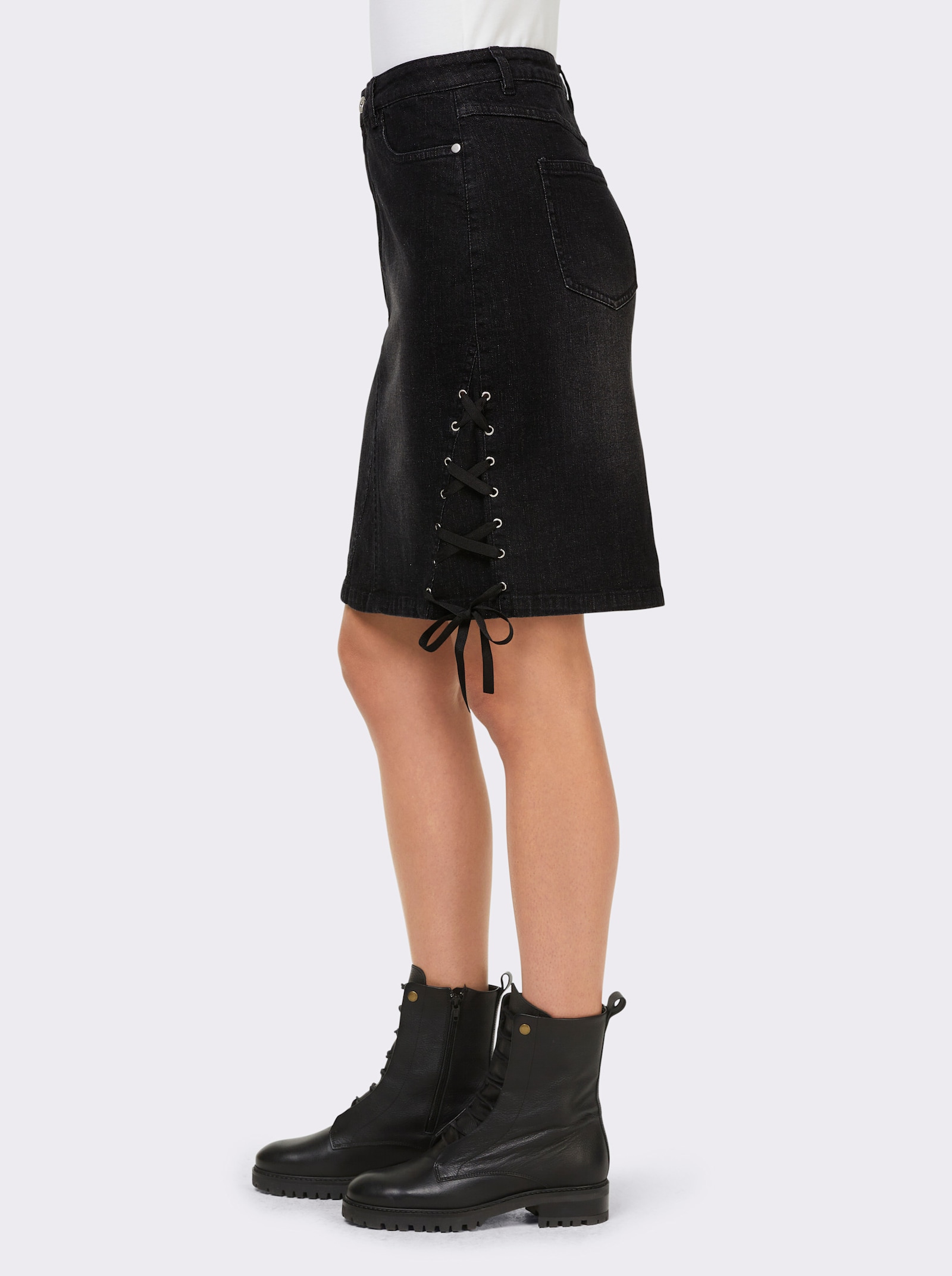 heine Jeansrock in Used-Waschung - schwarz