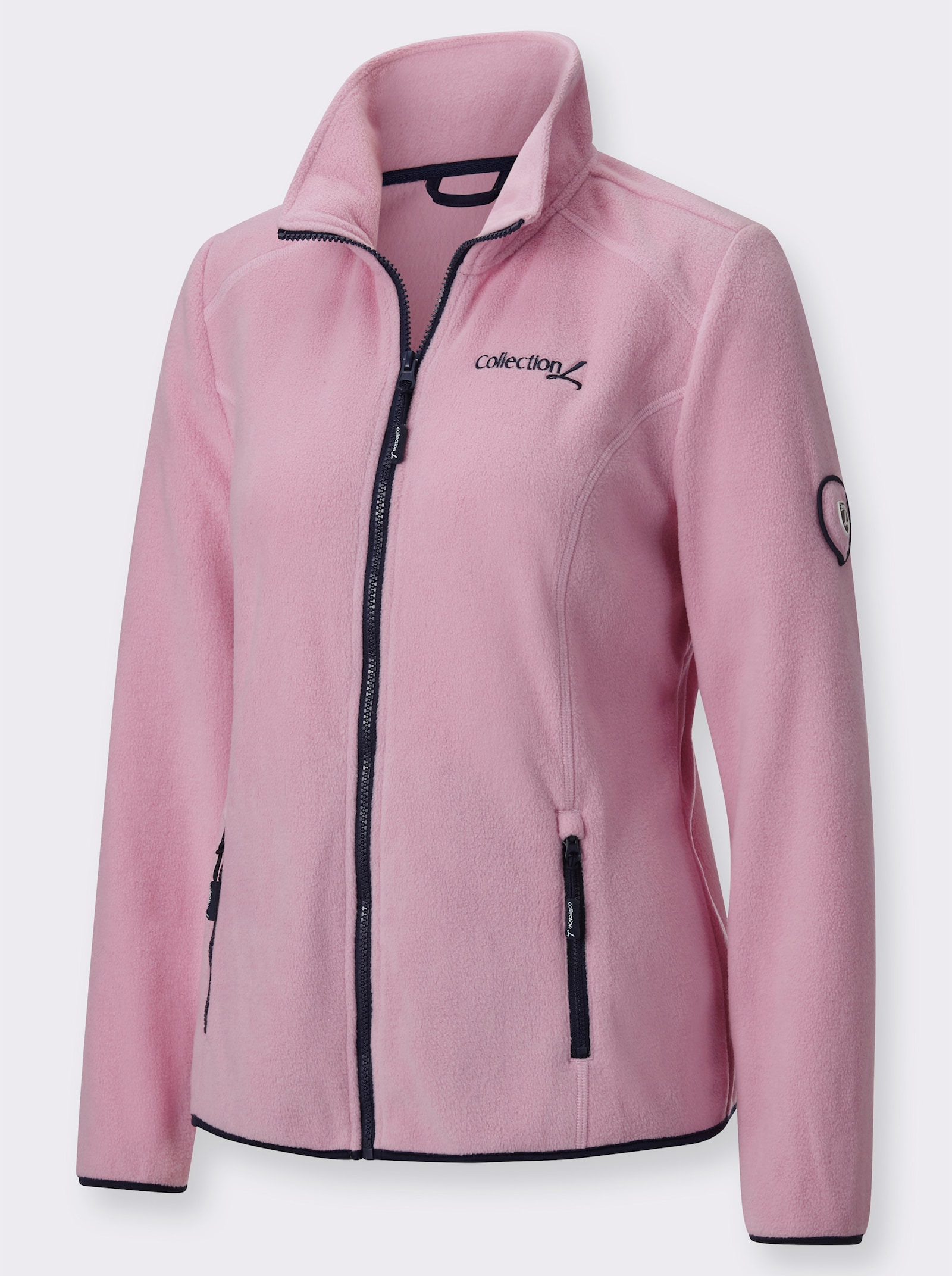 Fleecejacke mit Stickerei - rosé