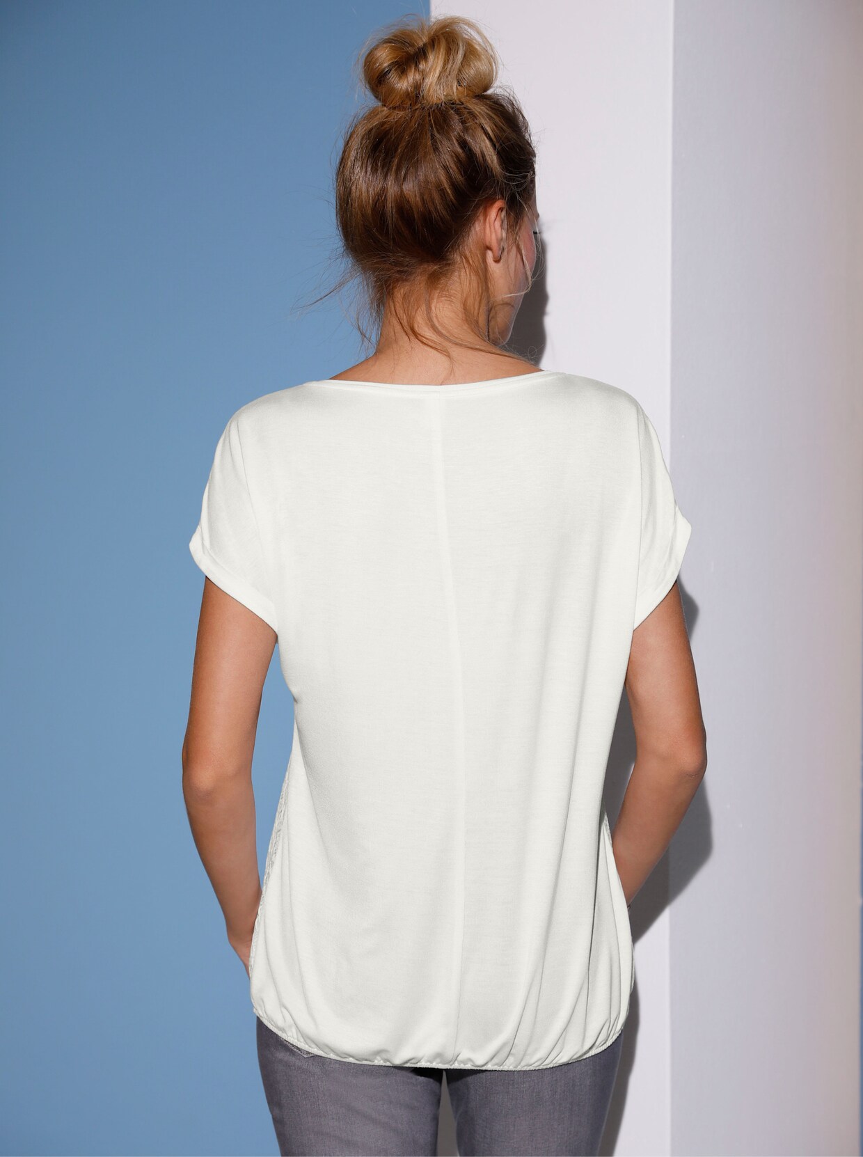 Spitzenshirt - wollweiss