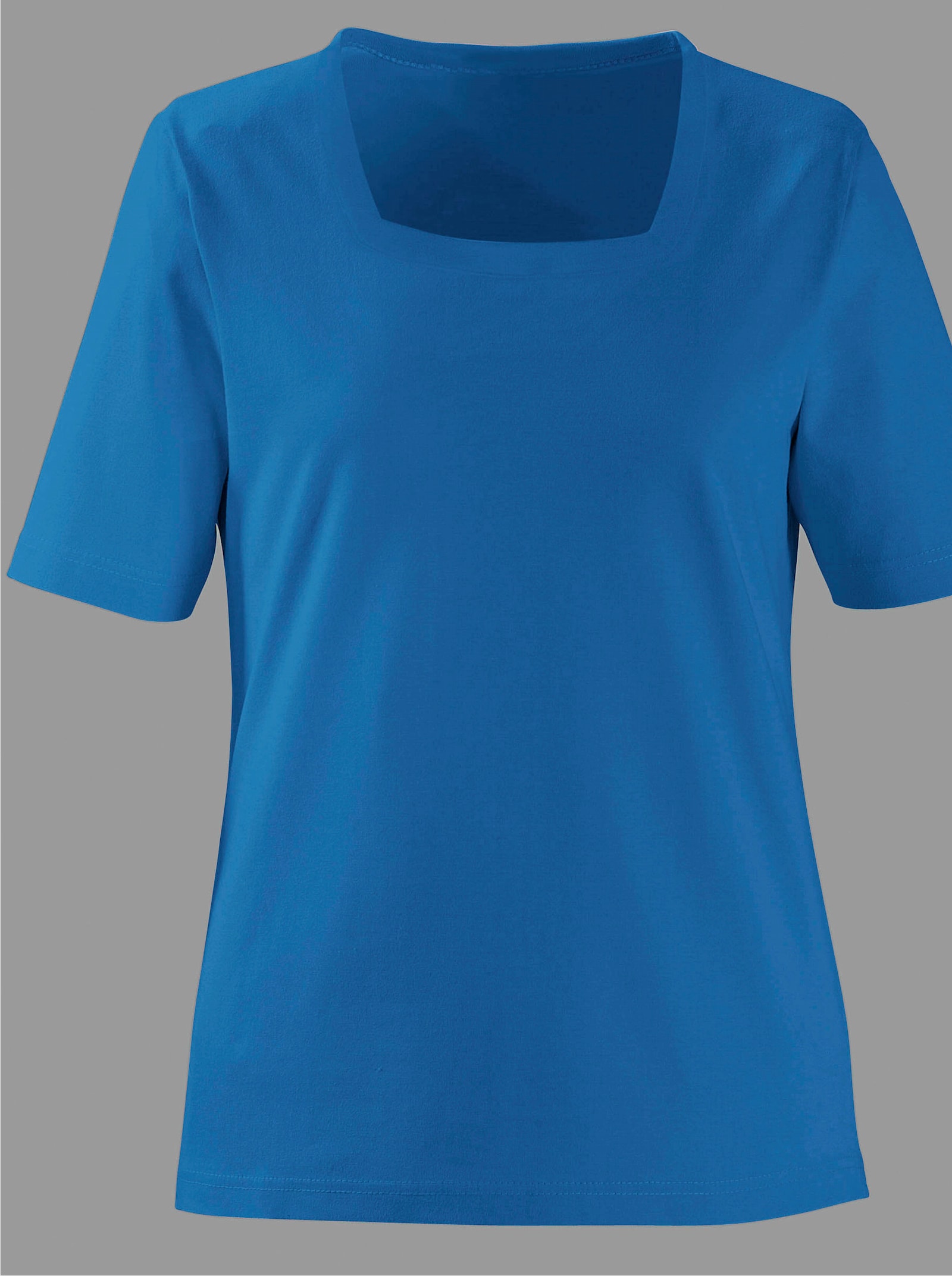 Kurzarmshirt mit Karree-Ausschnitt - blau