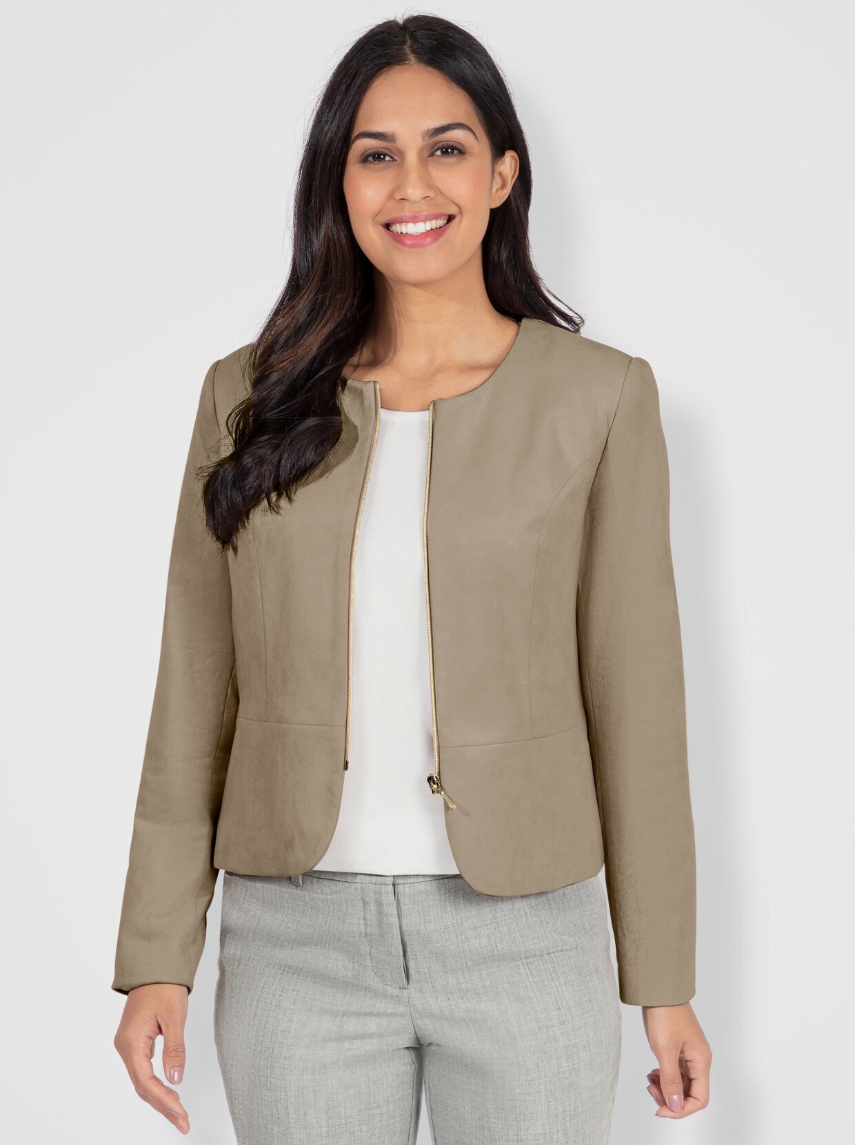Korte blazer - leem