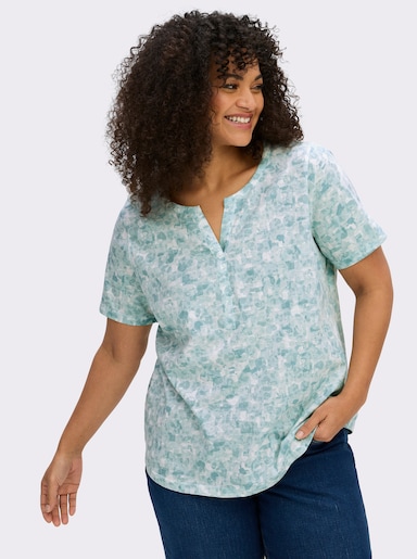 Kurzarmshirt in Baumwoll-Qualität - kalkmint-mint-bedruckt