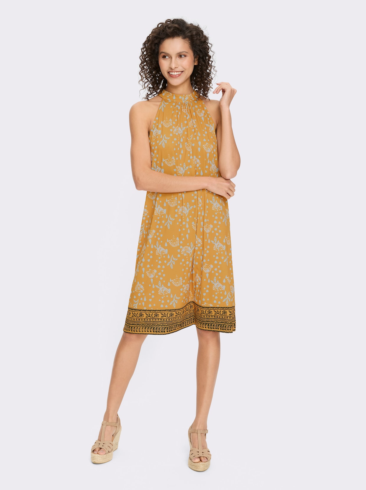 heine Jerseykleid - ocker-ecru-bedruckt
