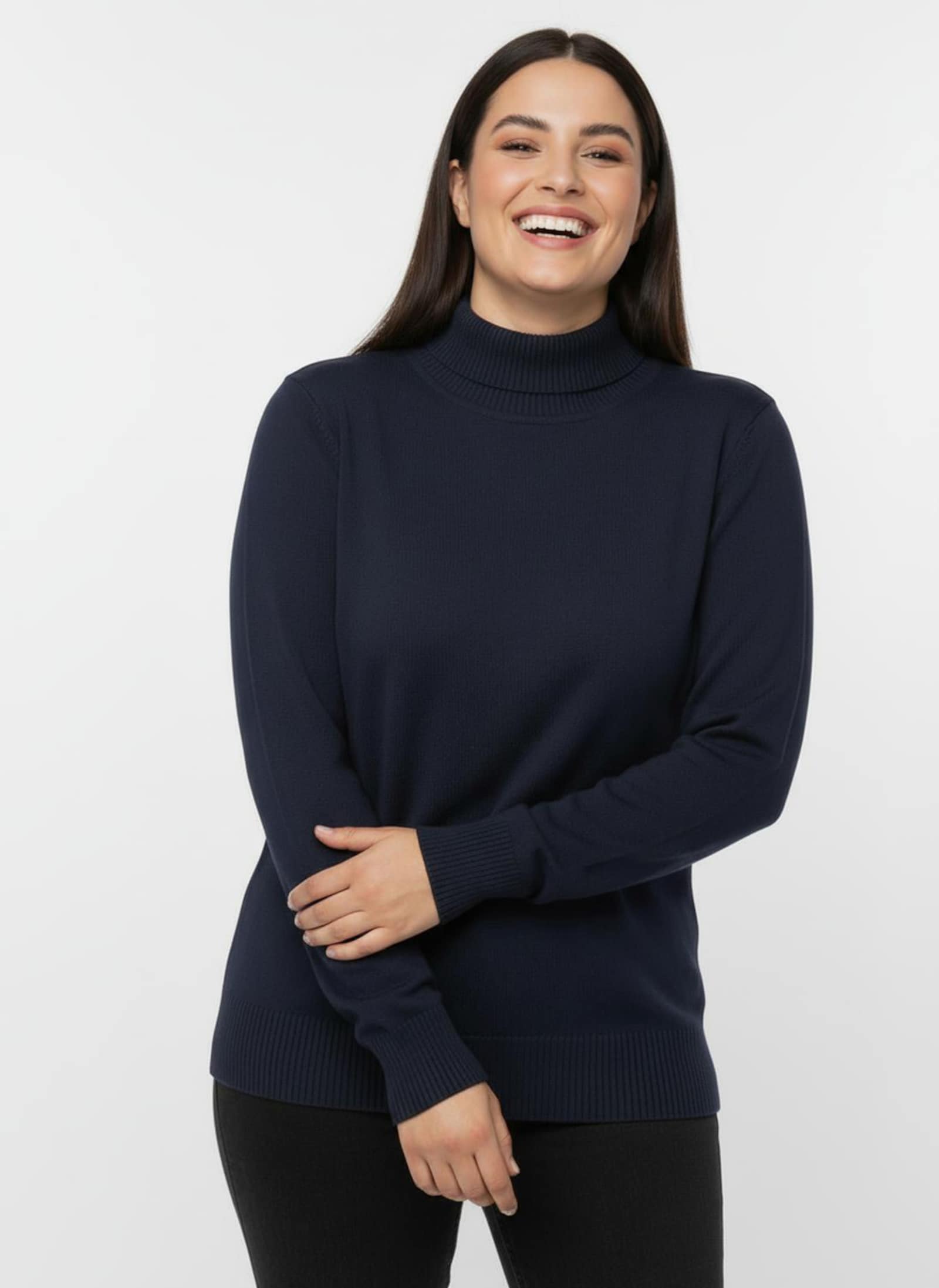 Rollkragenpullover aus Feinstrick - marine