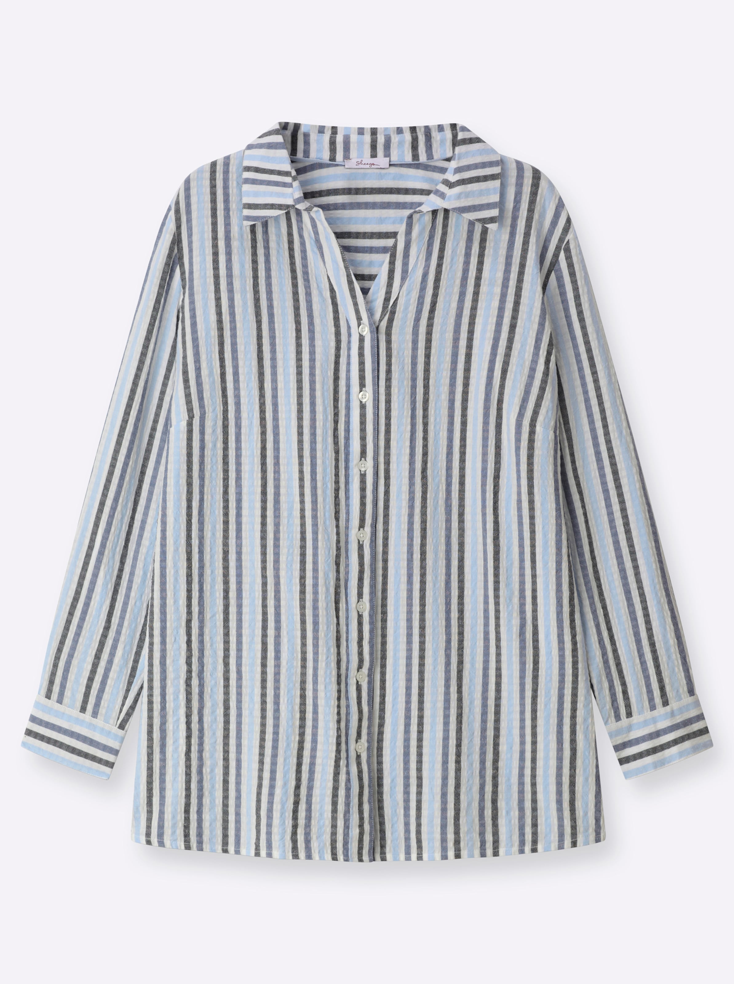 Sheego Damen Weiß-Tiefblau-Gestreift Gestreifte Bluse - Bild 2