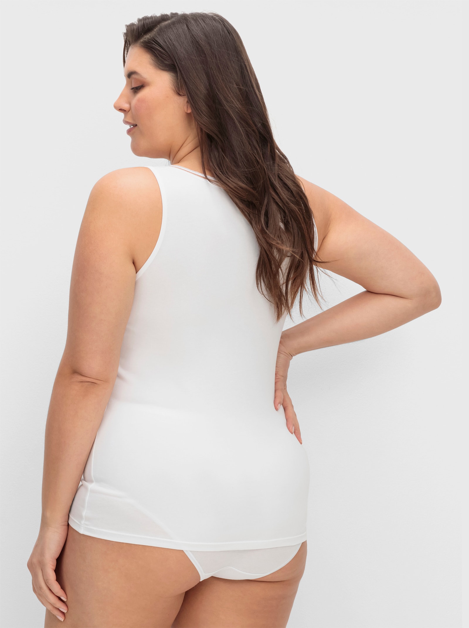 wäschepur BH-Hemd mit elastischem Zierband - weiß