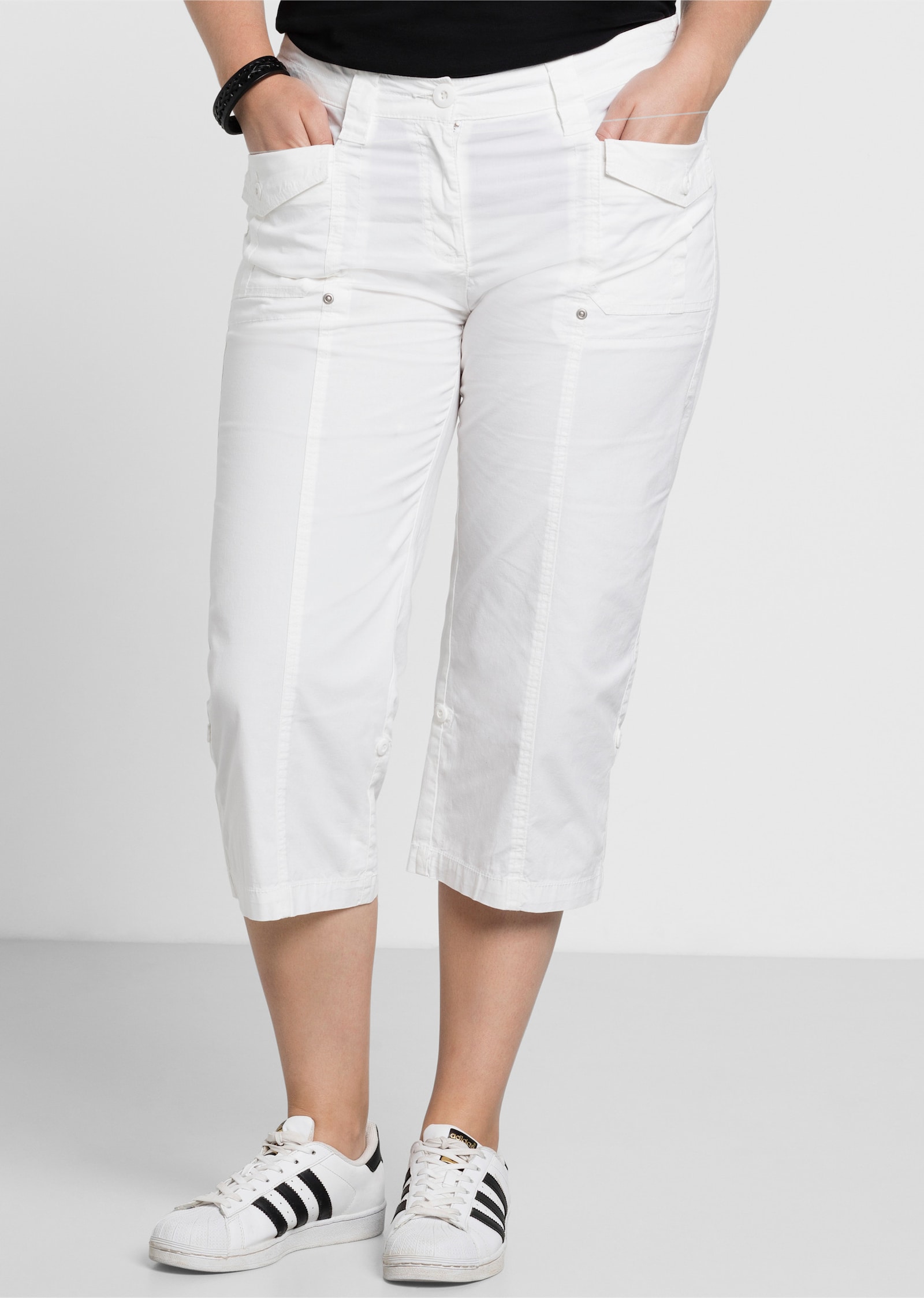 sheego Oprolbare 3/4-broek - wit