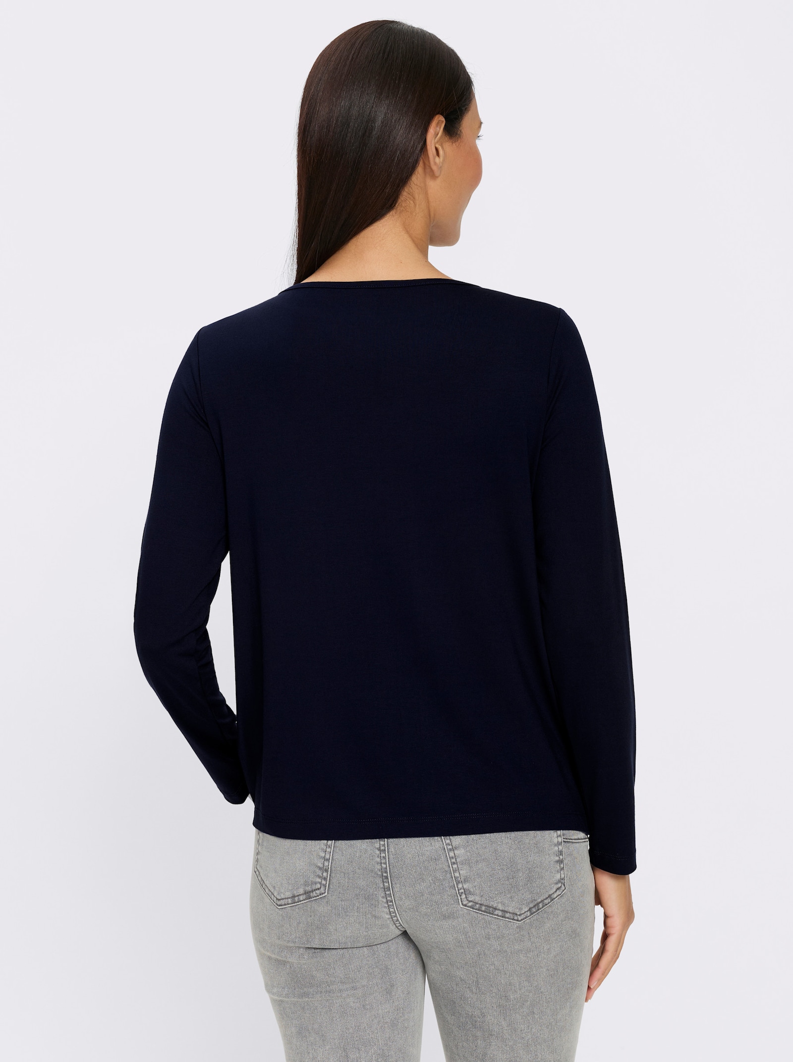 heine Langarmshirt mit Foliendruck - marine-eisblau