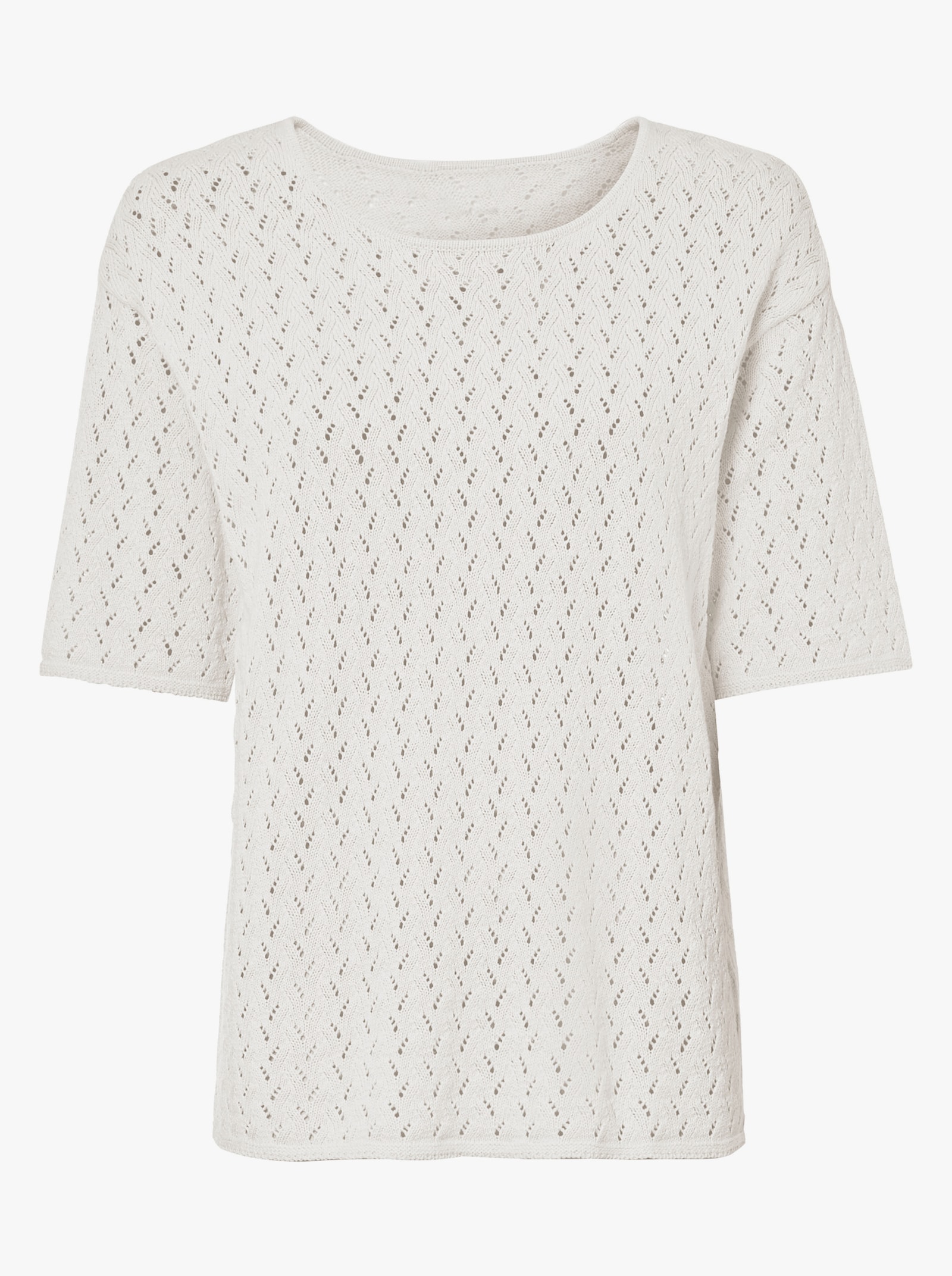Kurzarmpullover mit Ajourmuster rundum - ecru