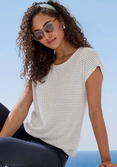 Vivance Shirt met korte mouwen - crème, zwart