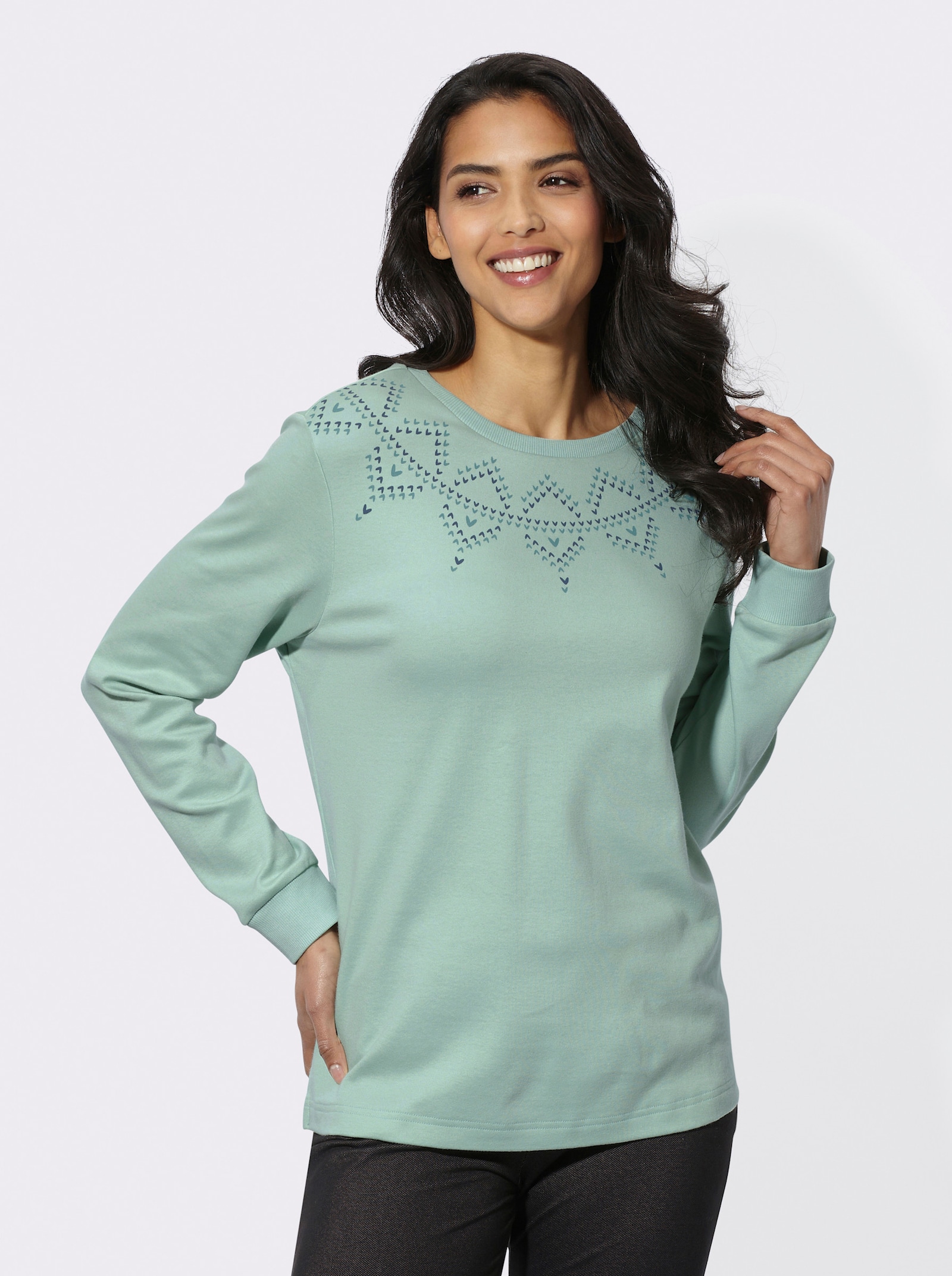 Sweatshirt mit platziertem Grafik-Print - kalkmint