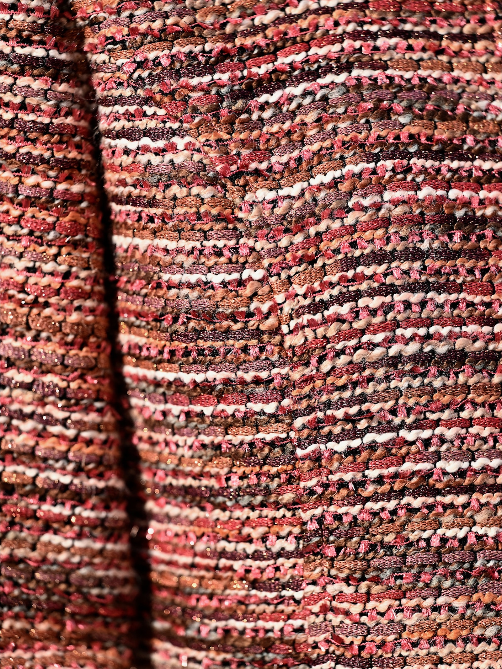 heine Blazer bouclé à la coupe courte - rouge marron-écru à motifs