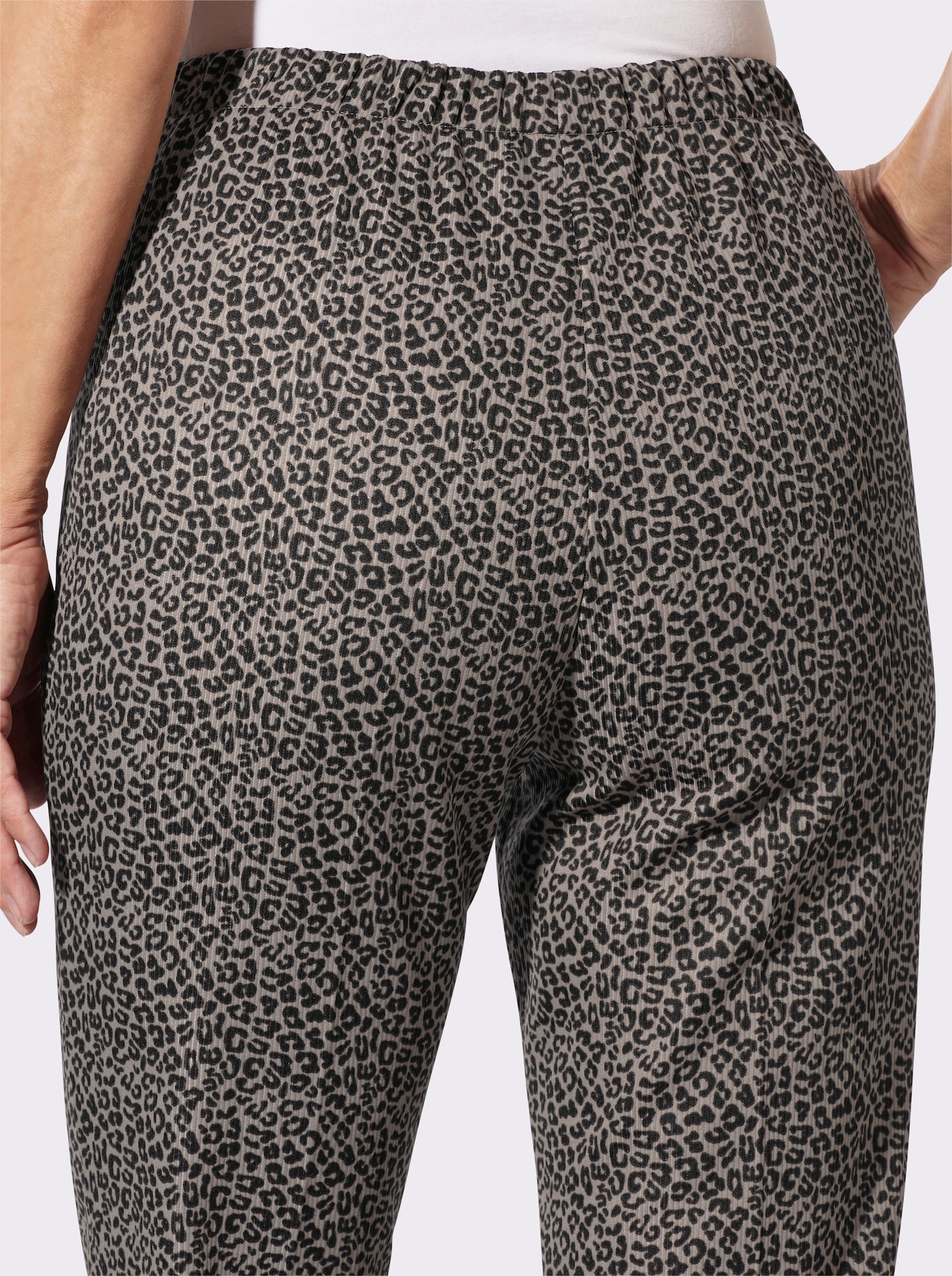 Jerseyhose in Ripp-Qualität - taupe-graphit-bedruckt