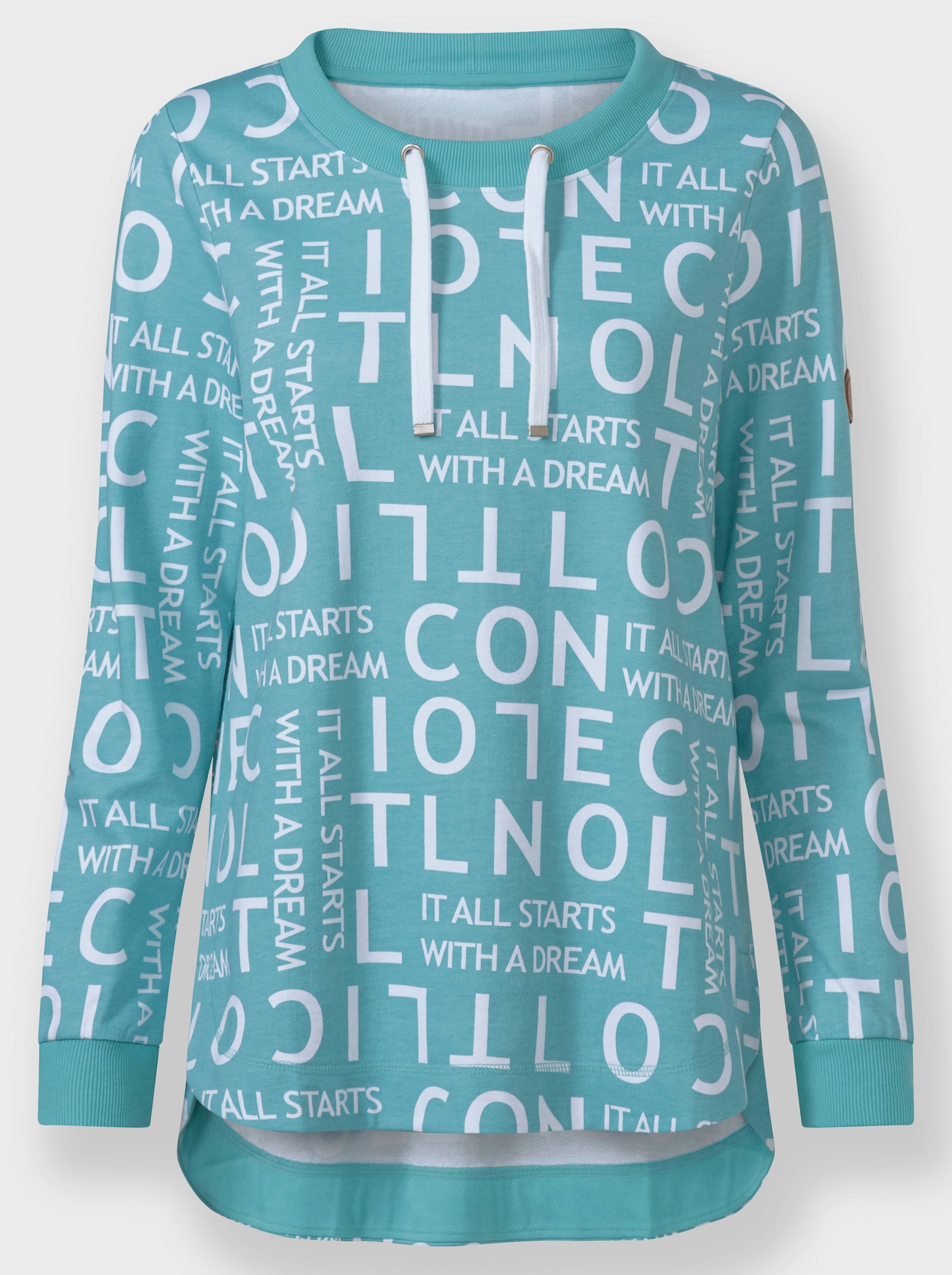 Longsweatshirt mit Lettering-Druck - ozean-weiß-gemustert
