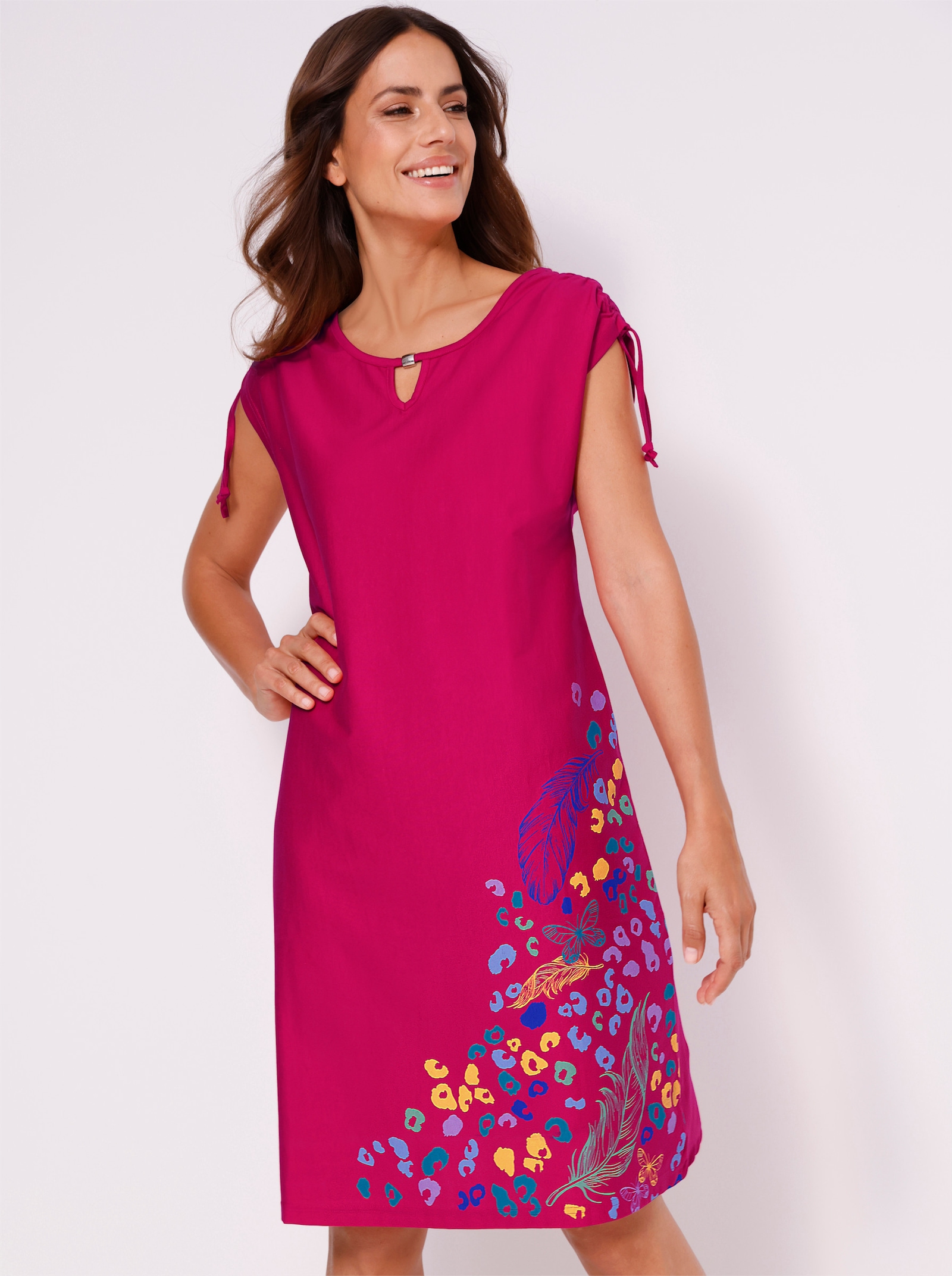 Zomerjurk met folieprint - pink