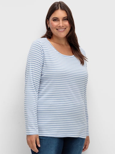 Streifenshirt aus Single-Jersey - bleu-ecru-geringelt