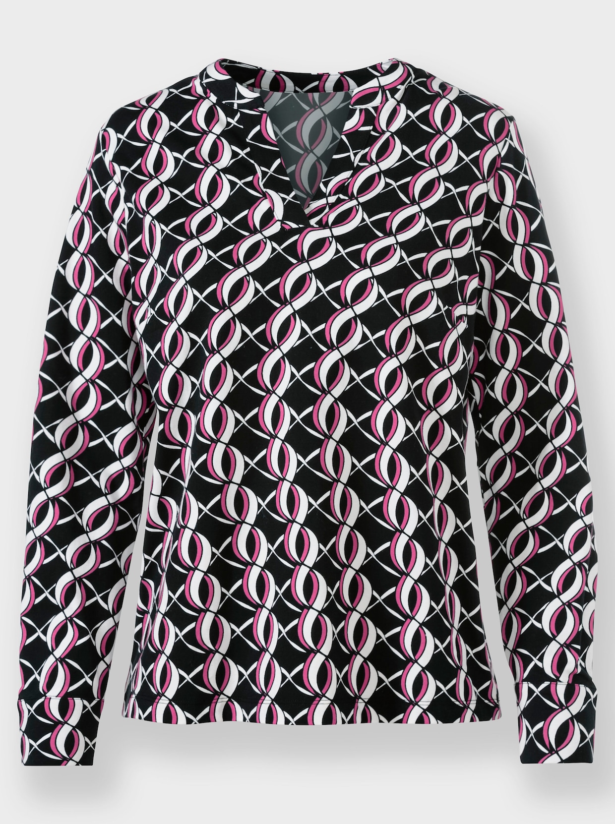 heine Druckbluse - schwarz-fuchsia-bedruckt