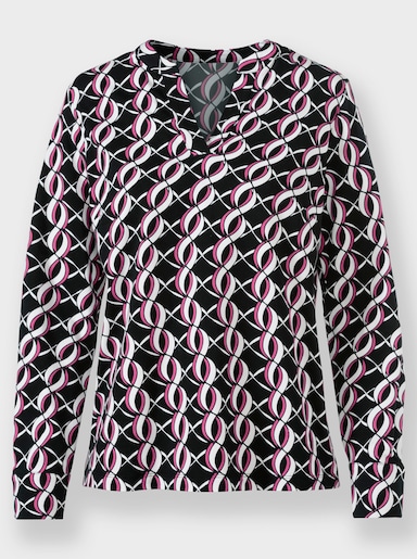 heine Druckbluse - schwarz-fuchsia-bedruckt
