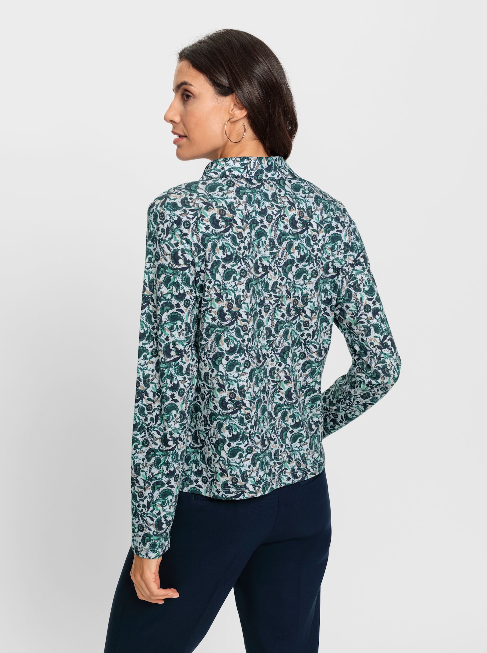 Print-Shirt mit Hemdkragen - petrol-salbei-bedruckt
