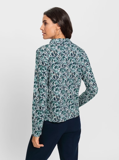 Print-Shirt mit Hemdkragen - petrol-salbei-bedruckt