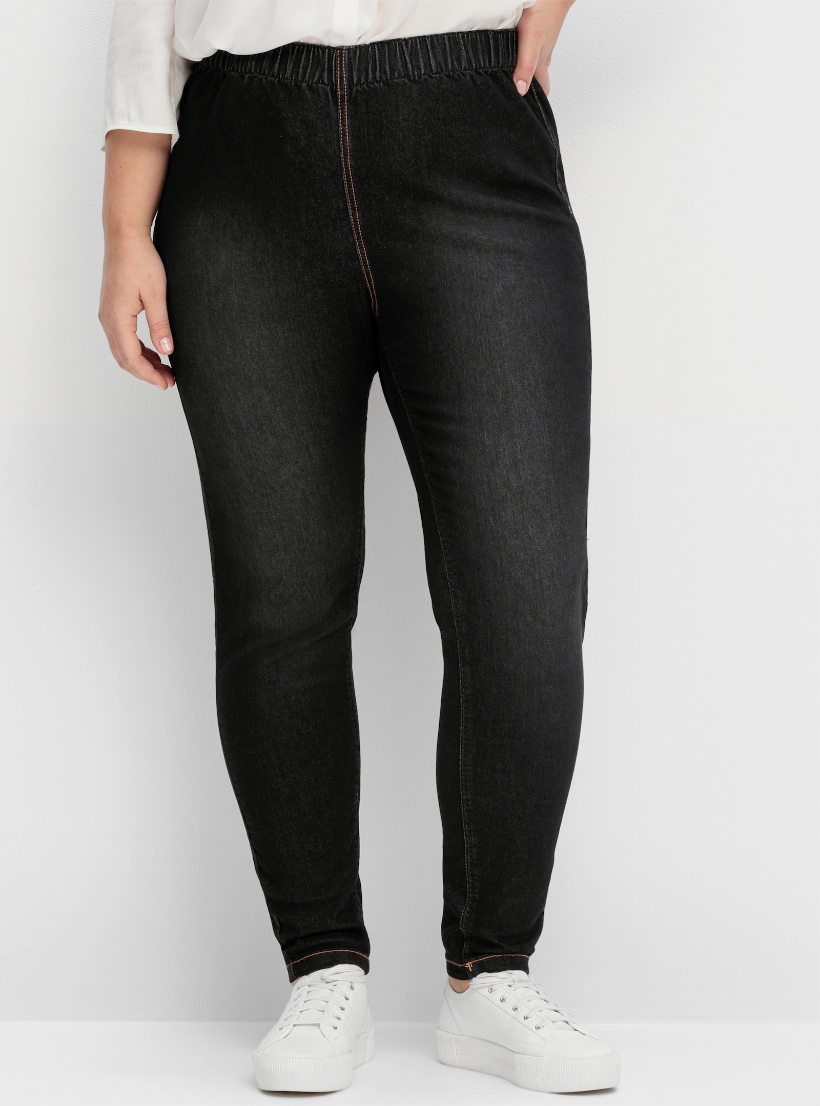 sheego Jegging in individuele wassing - black denim
