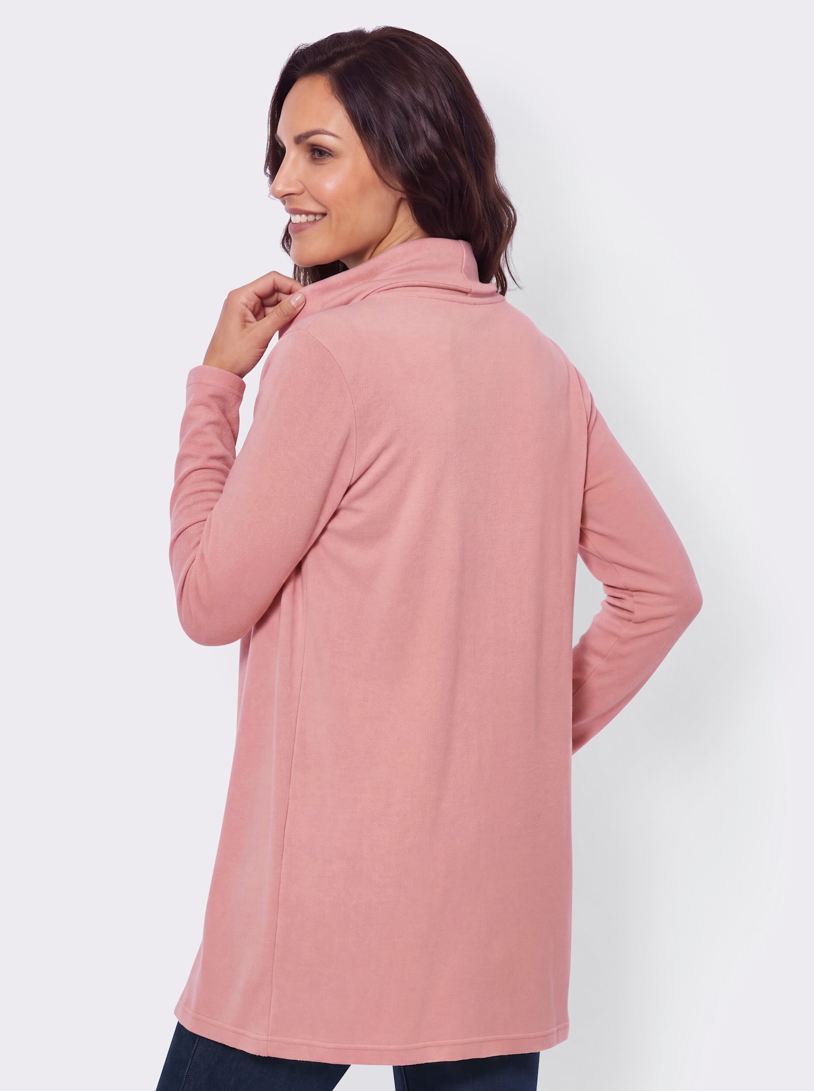 Shirtjacke in Feinstrick-Optik - rosenquarz
