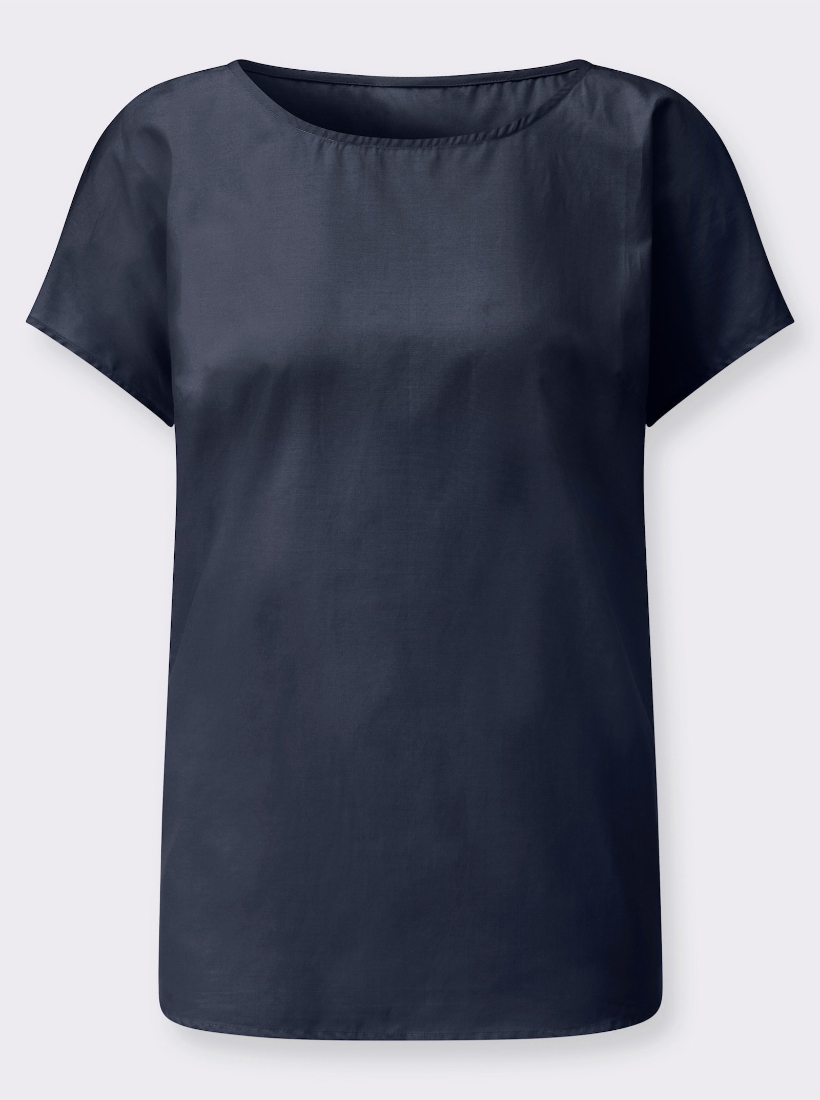 Baumwollbluse mit überschnittenen Schultern - marine