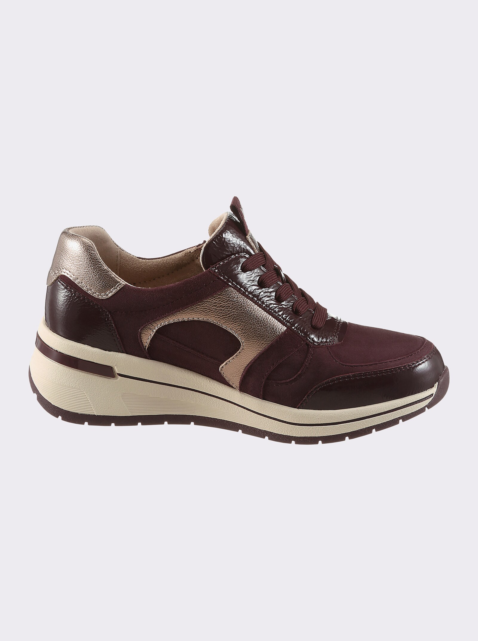 Caprice Sneaker mit kontrastfarbener Sohle, Weite H - bordeaux