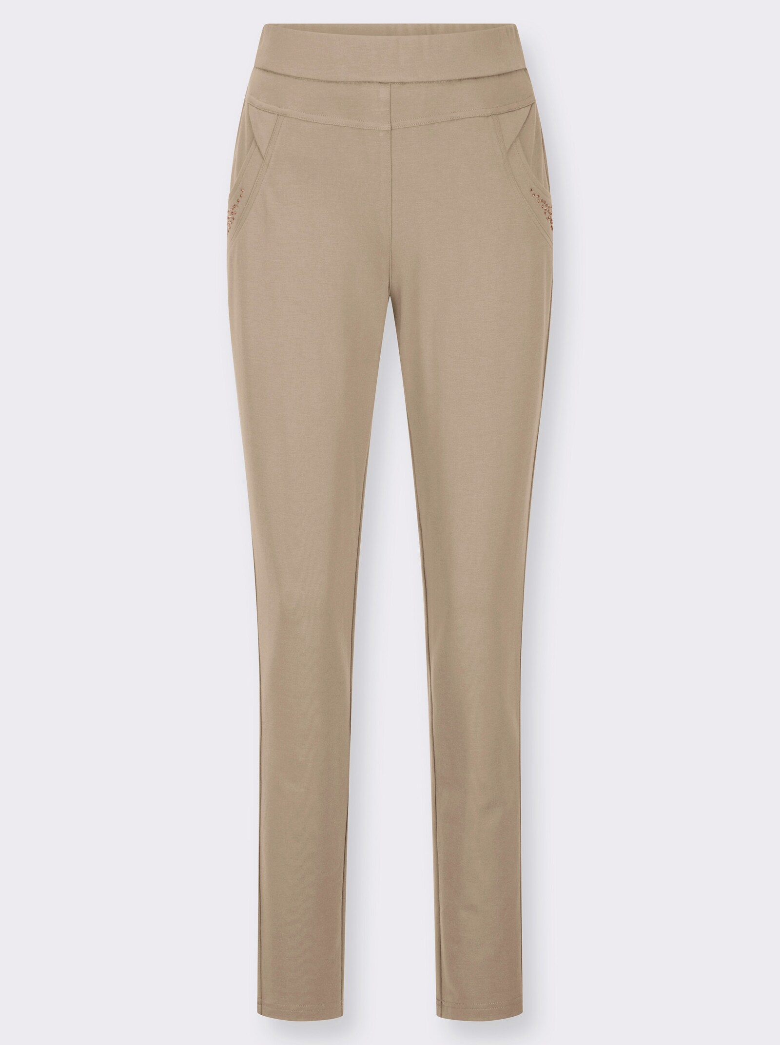 Schlupfhose mit Glitzersteinchen-Deko - beige