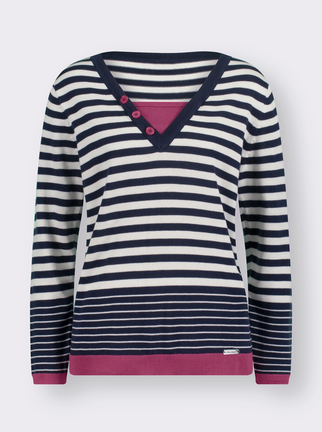 Streifenpullover - marine-ecru-gestreift