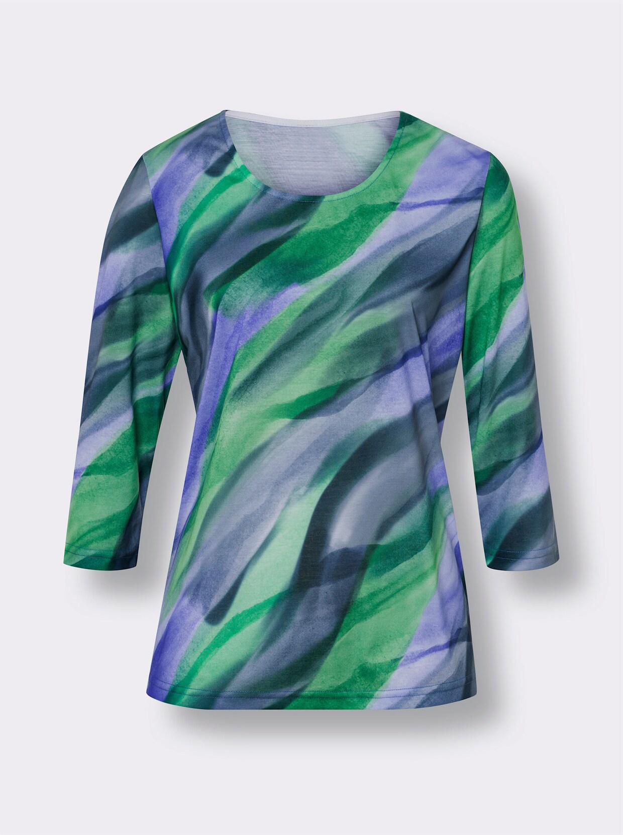 3/4-Arm-Shirt - royalblau-grasgrün-bedruckt