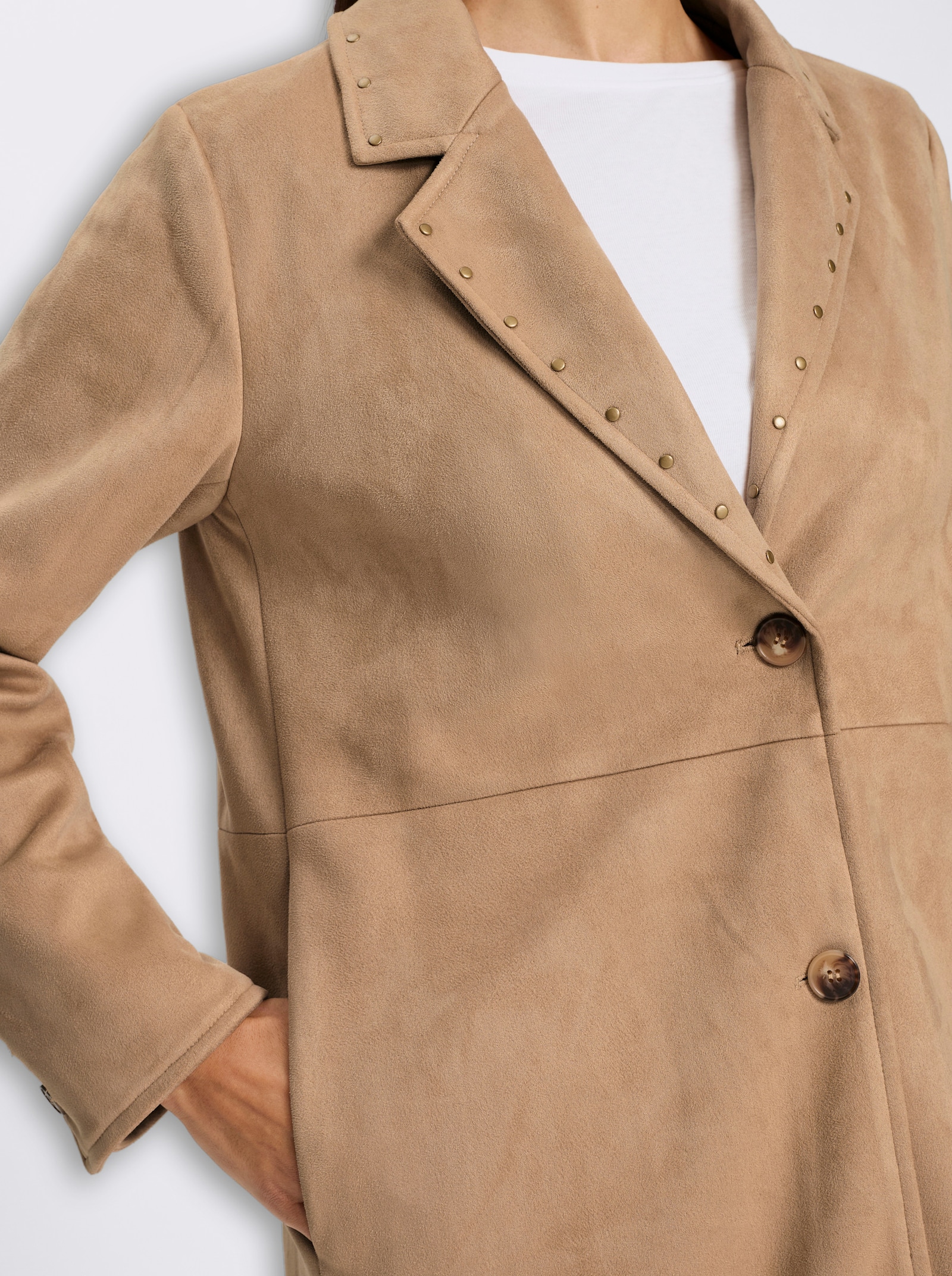 heine Lederimitatmantel mit Nieten-Verzierung - camel