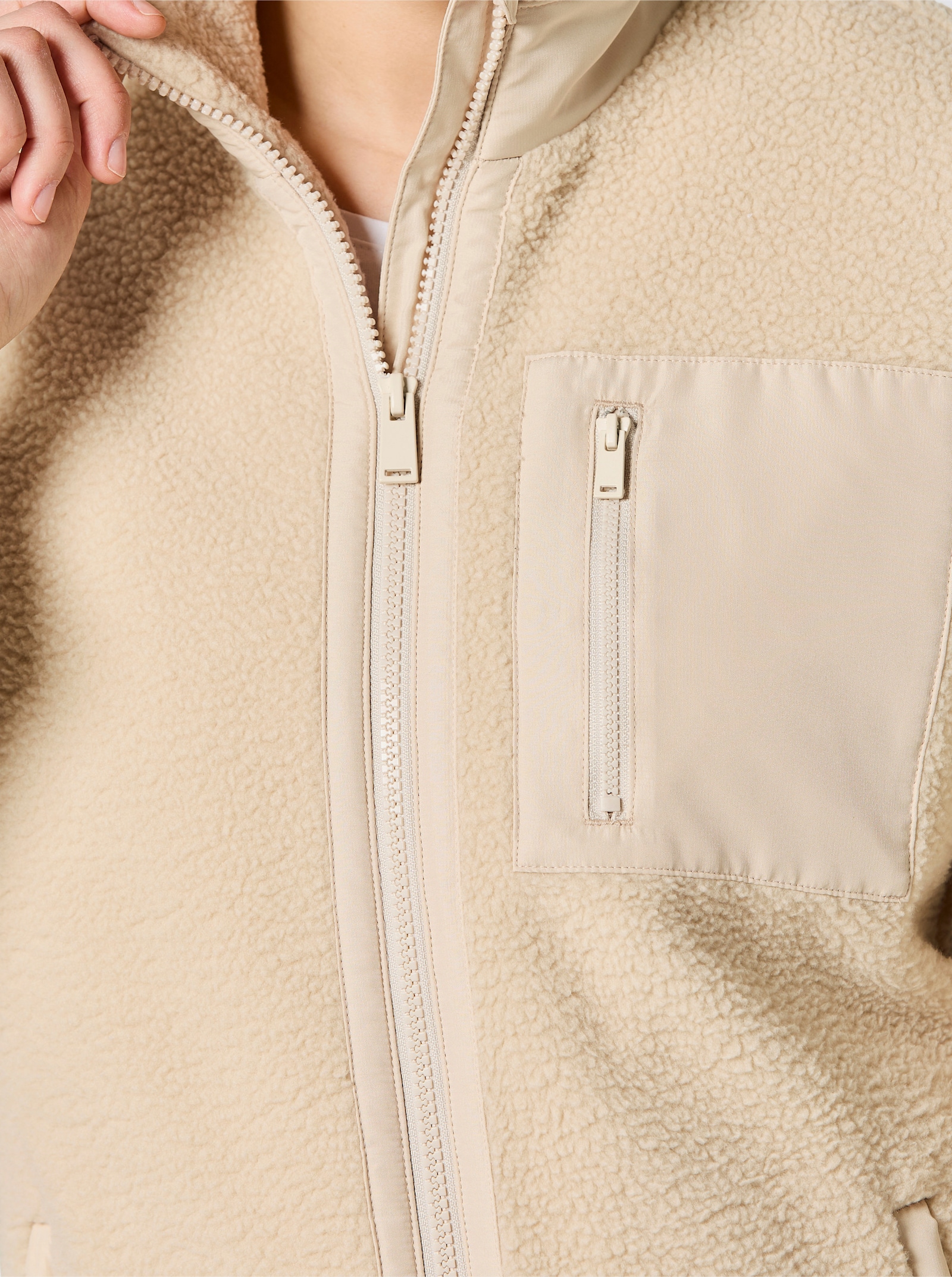 Catamaran Sports Teddy-Jacke mit 3 Reißverschluss-Taschen - sand