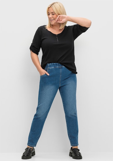 sheego 3/4-Arm-Shirt - schwarz