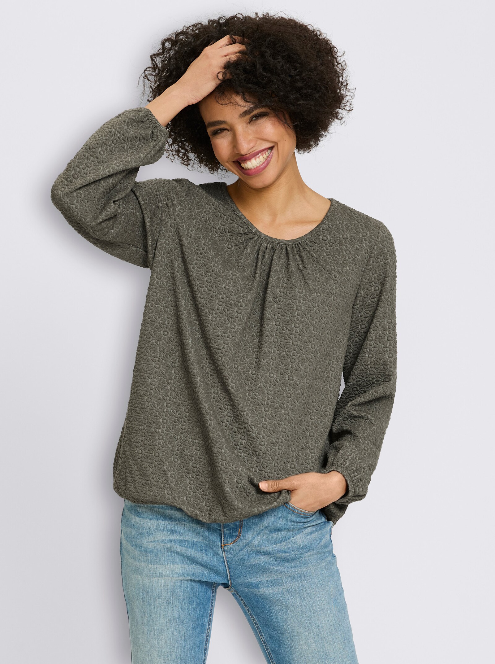 heine Langarmshirt aus Strukturware - khaki